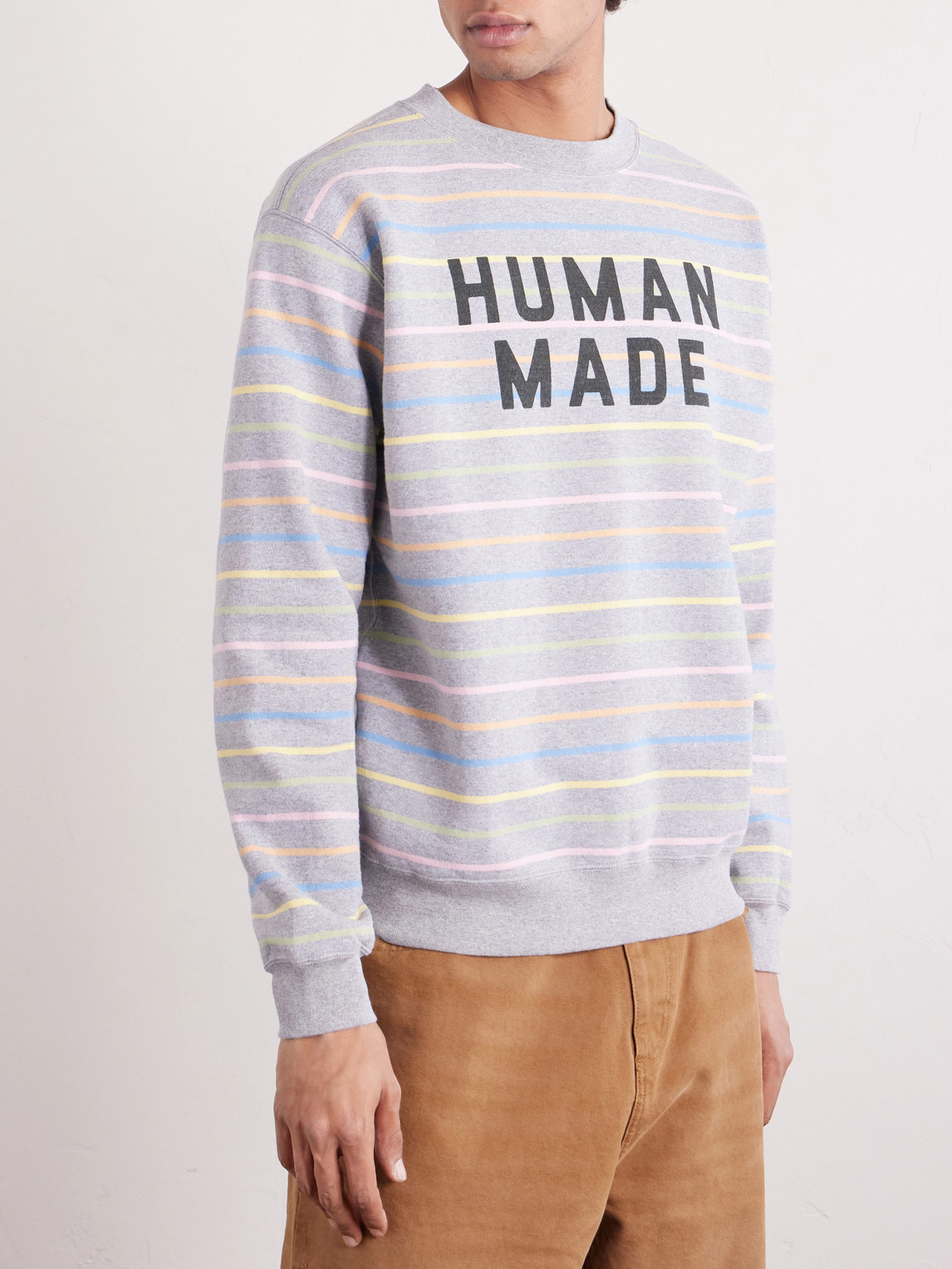 Logo-Print Striped Cotton-Jersey Sweatshirt
