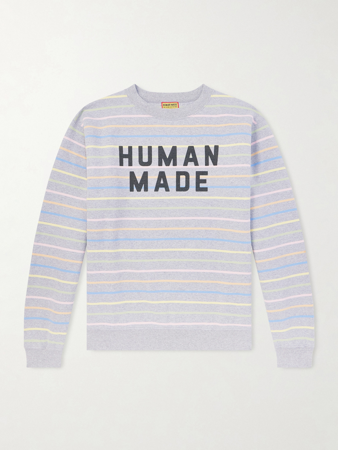Human Made Logo-print Striped Cotton-jersey Sweatshirt In Multi
