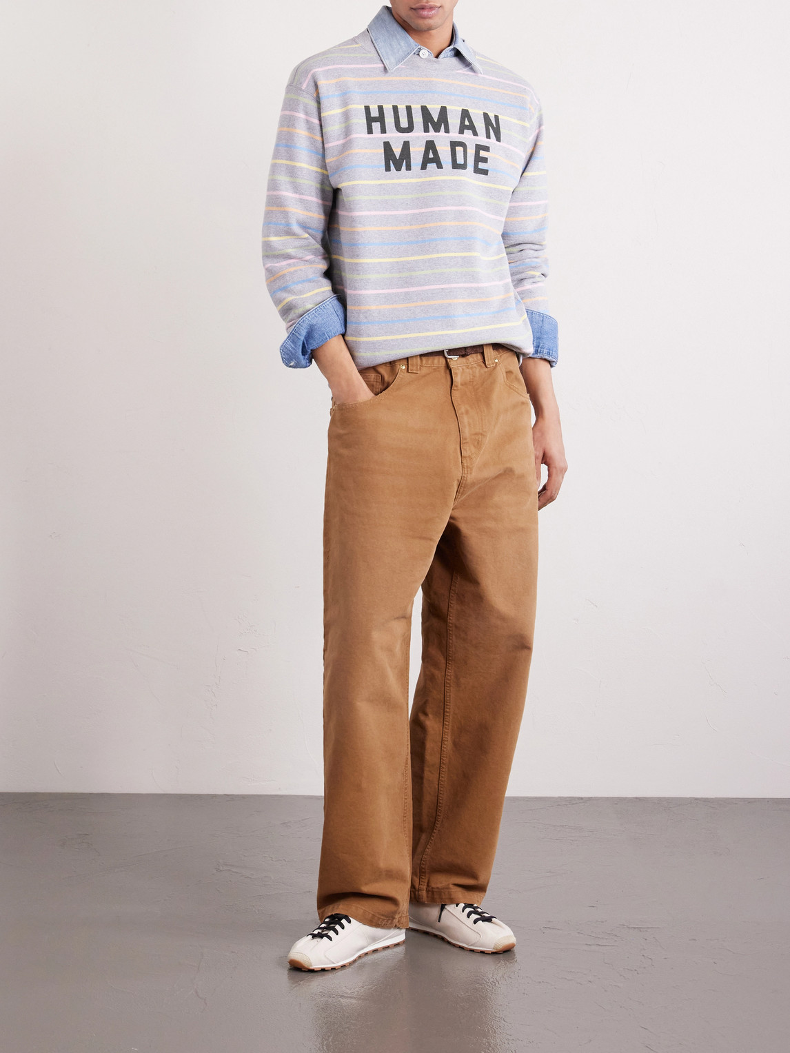 Logo-Print Striped Cotton-Jersey Sweatshirt