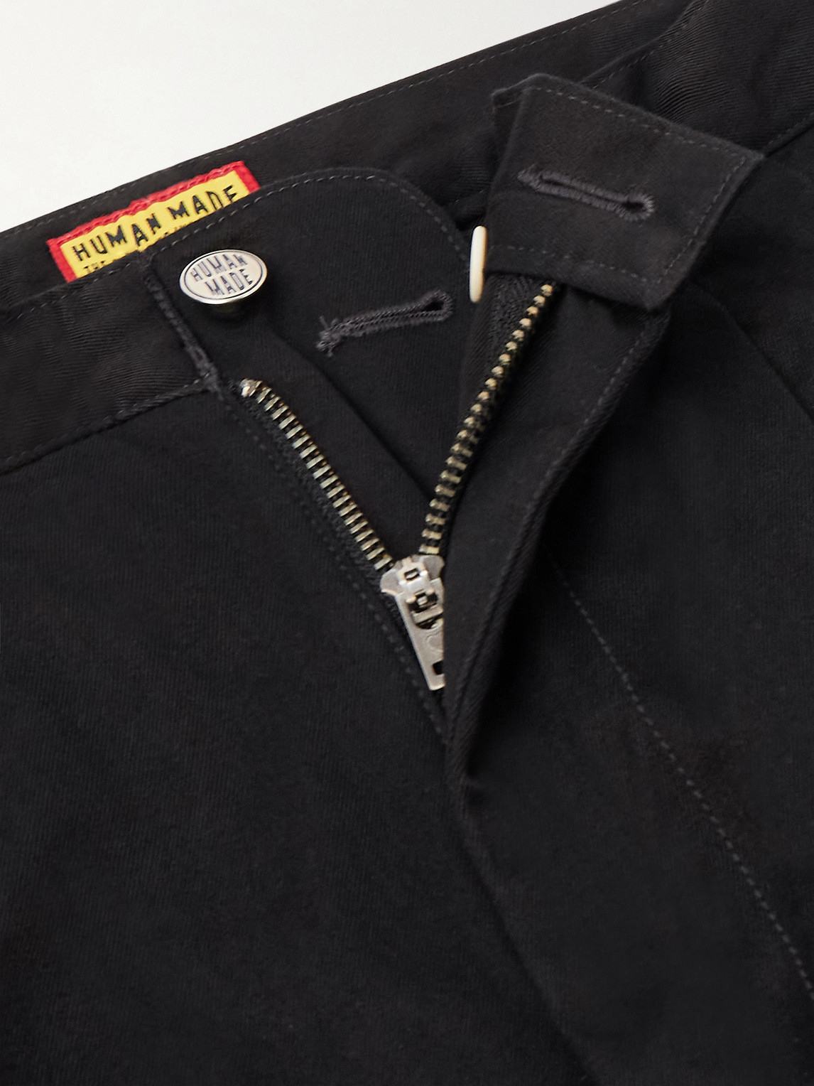 Wide-Leg Logo-Embroidered Pleated Cotton-Twill Chinos