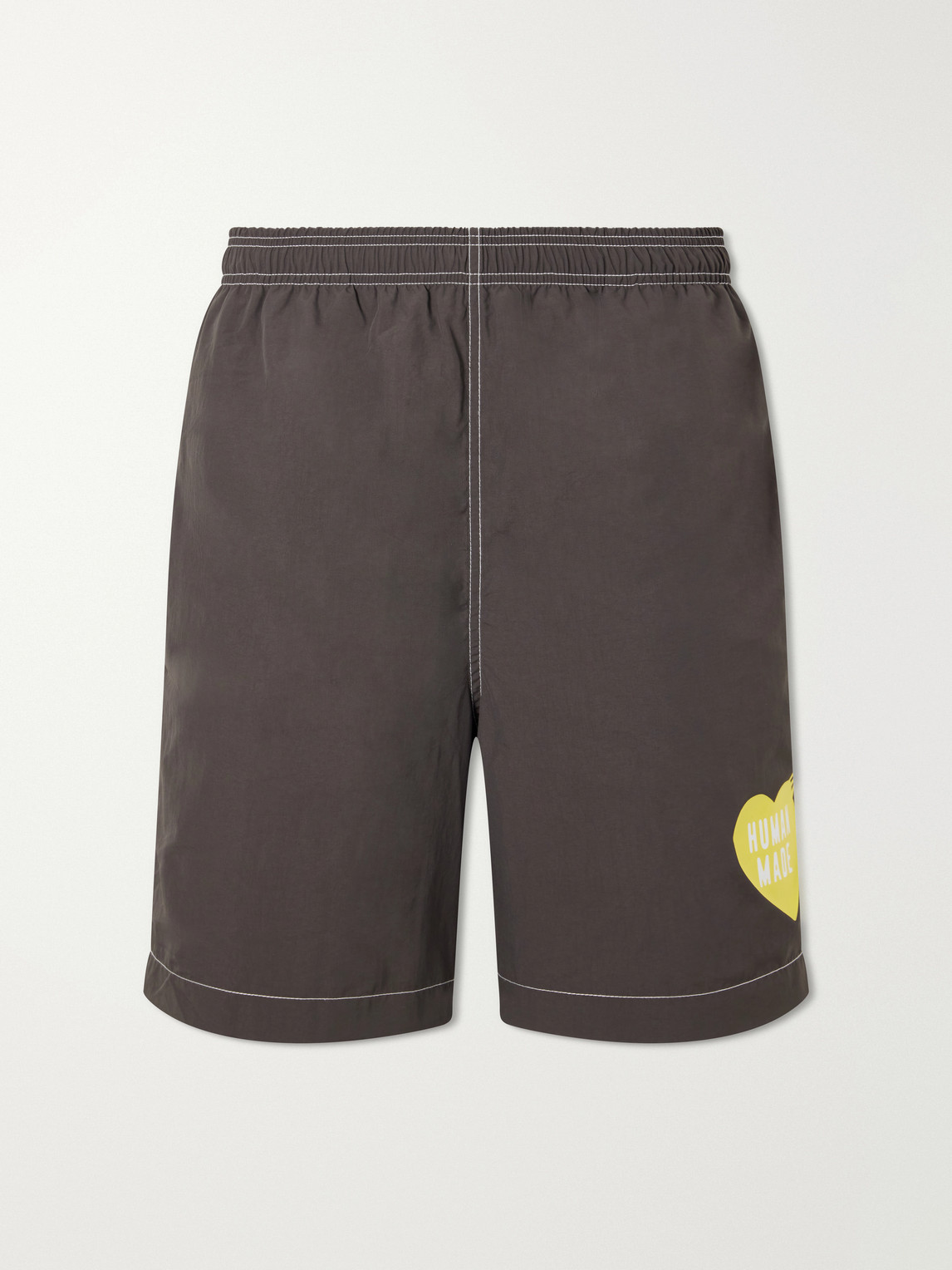 Human Made Straight-leg Mid-length Logo-print Swim Shorts In Brown