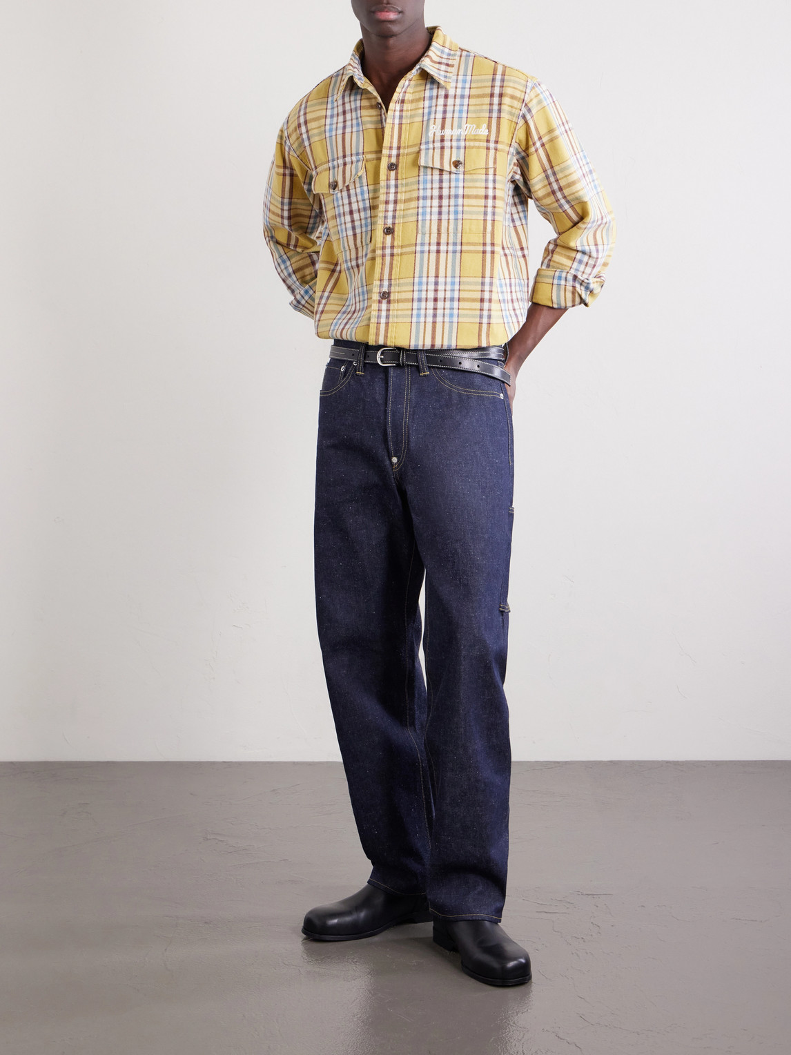 Logo-Embroidered Checked Cotton-Flannel Shirt