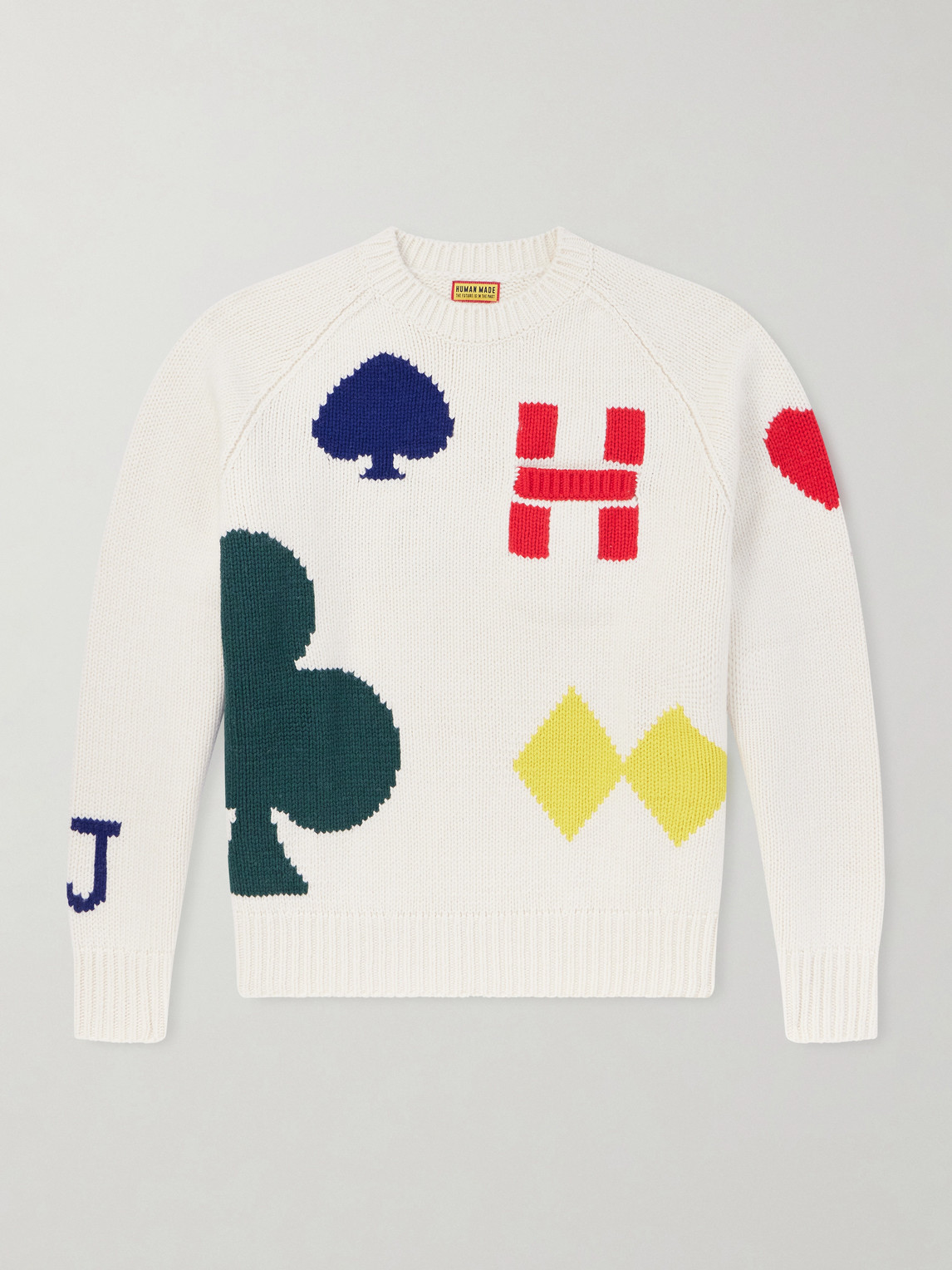 Human Made Intarsia Wool-blend Sweater In White