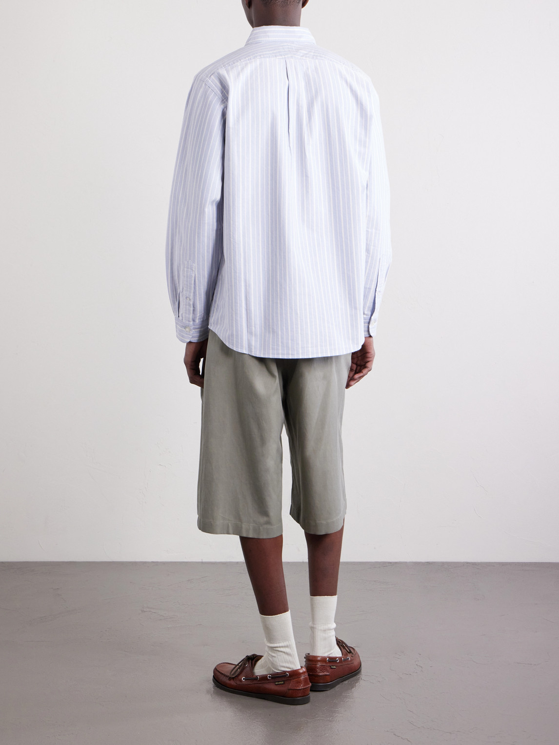Button-Down Collar Logo-Appliquéd Striped