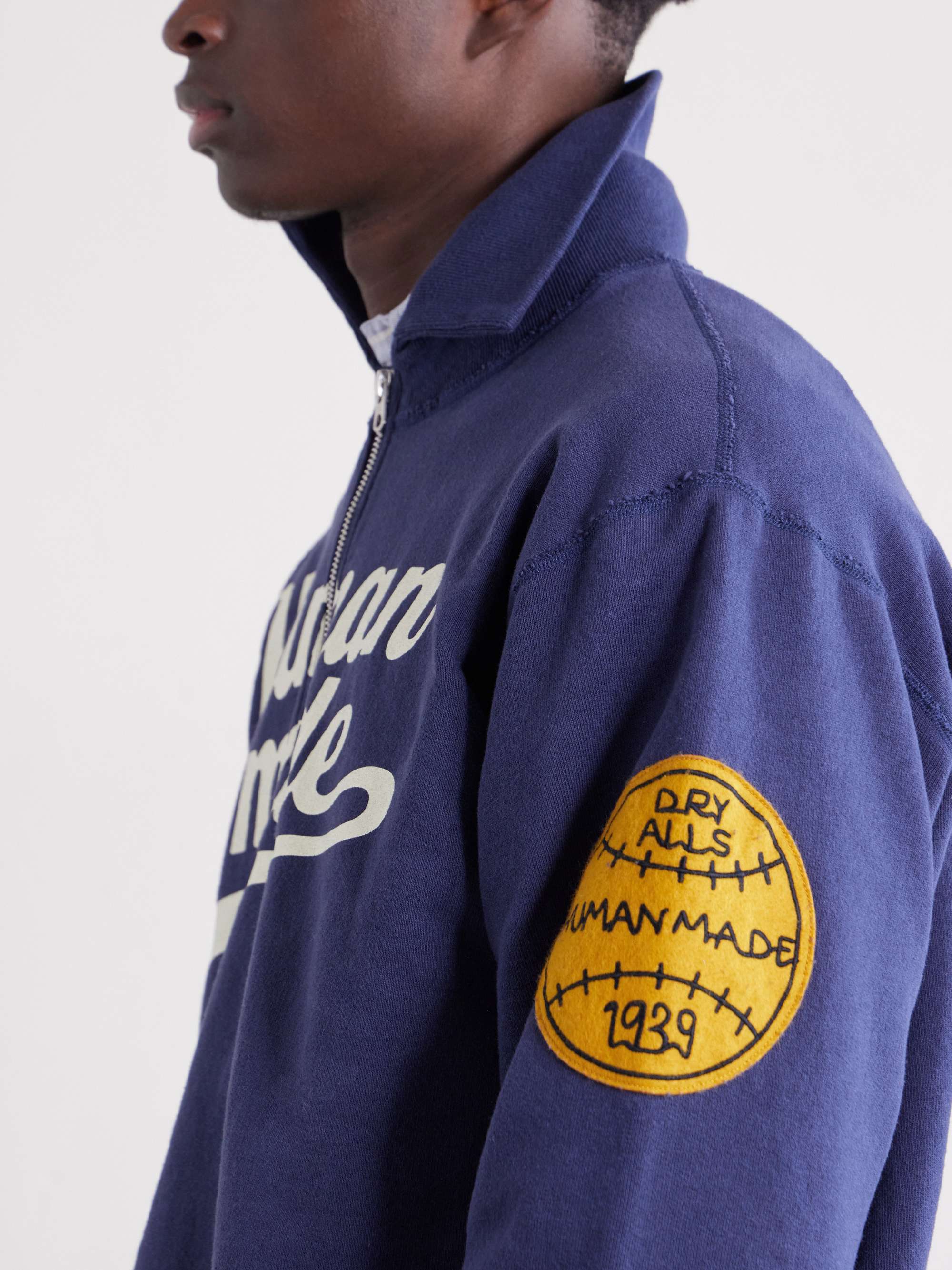 HUMAN MADE Logo-Print Cotton-Jersey Zip-Up Sweatshirt for Men | MR
