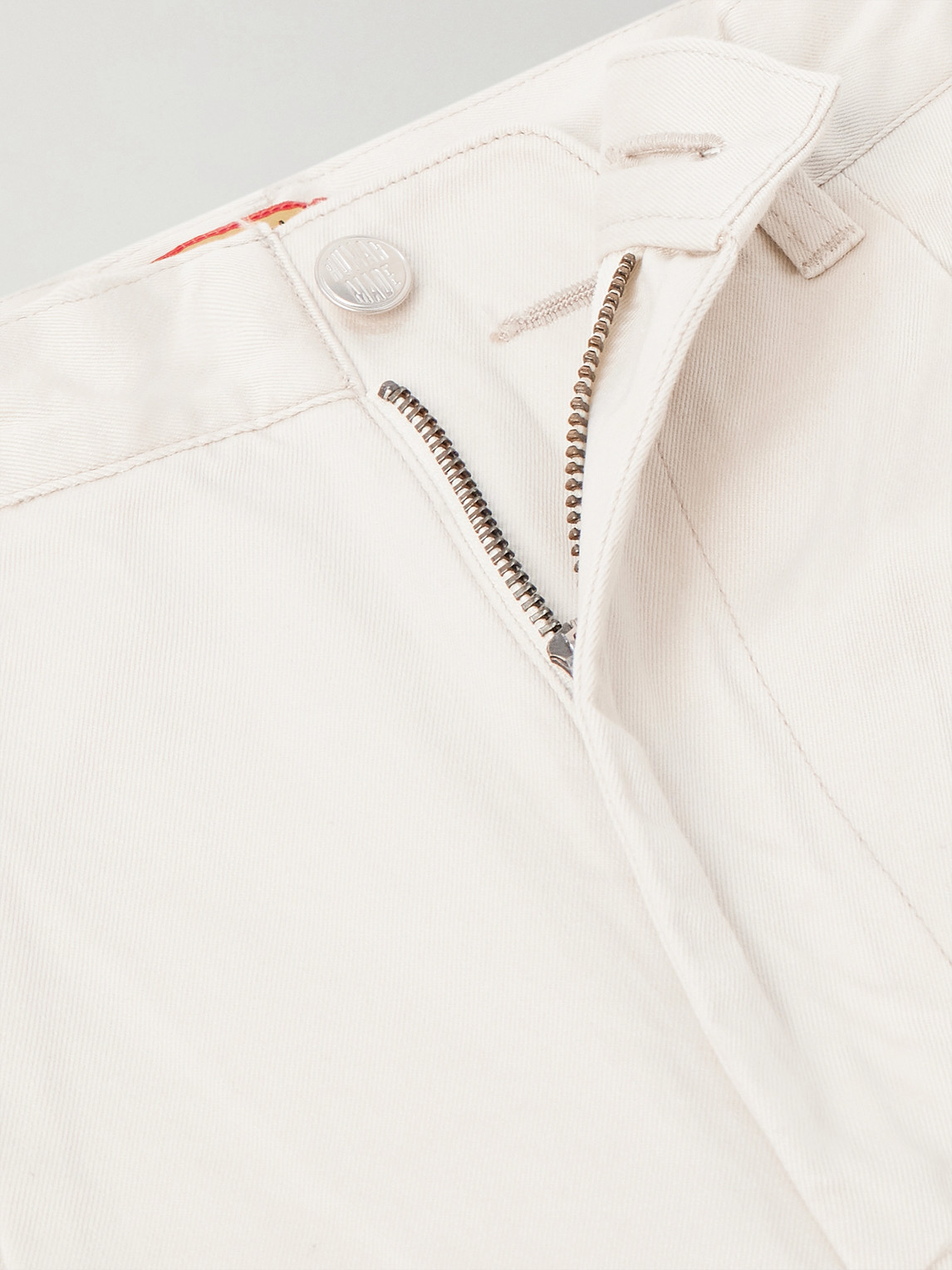 Wide-Leg Logo-Embroidered Pleated Cotton-Twill Chinos