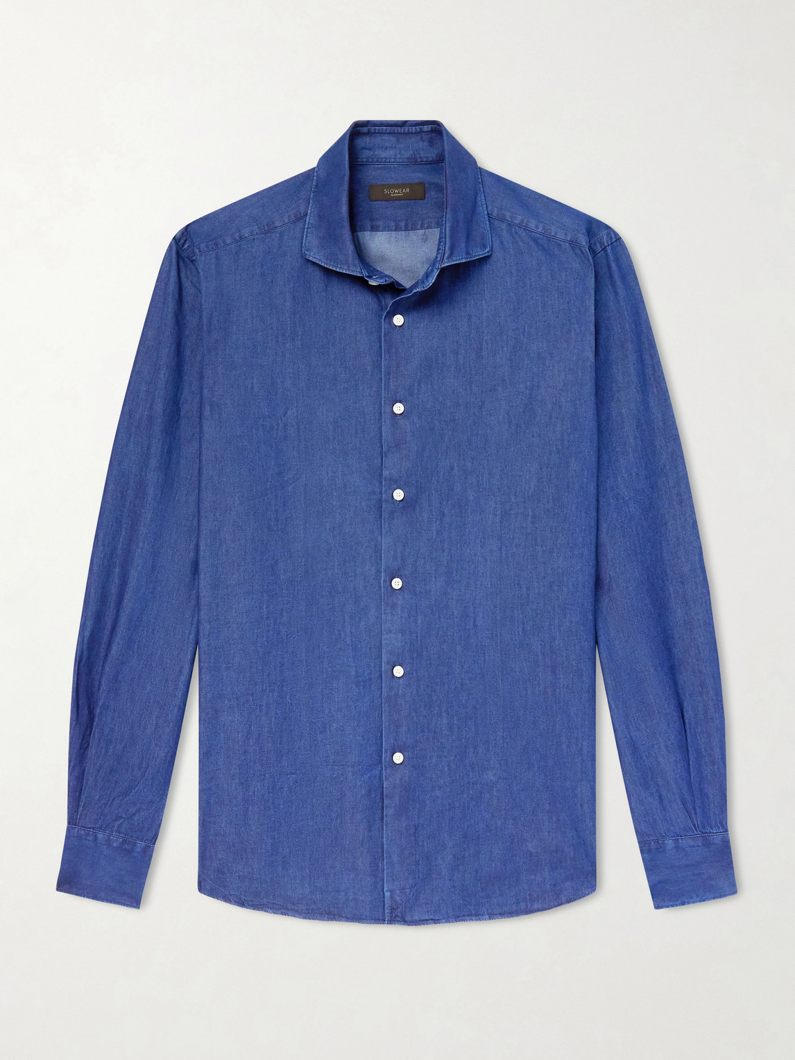 Slowear Slim-fit Cotton-chambray Shirt In Blue