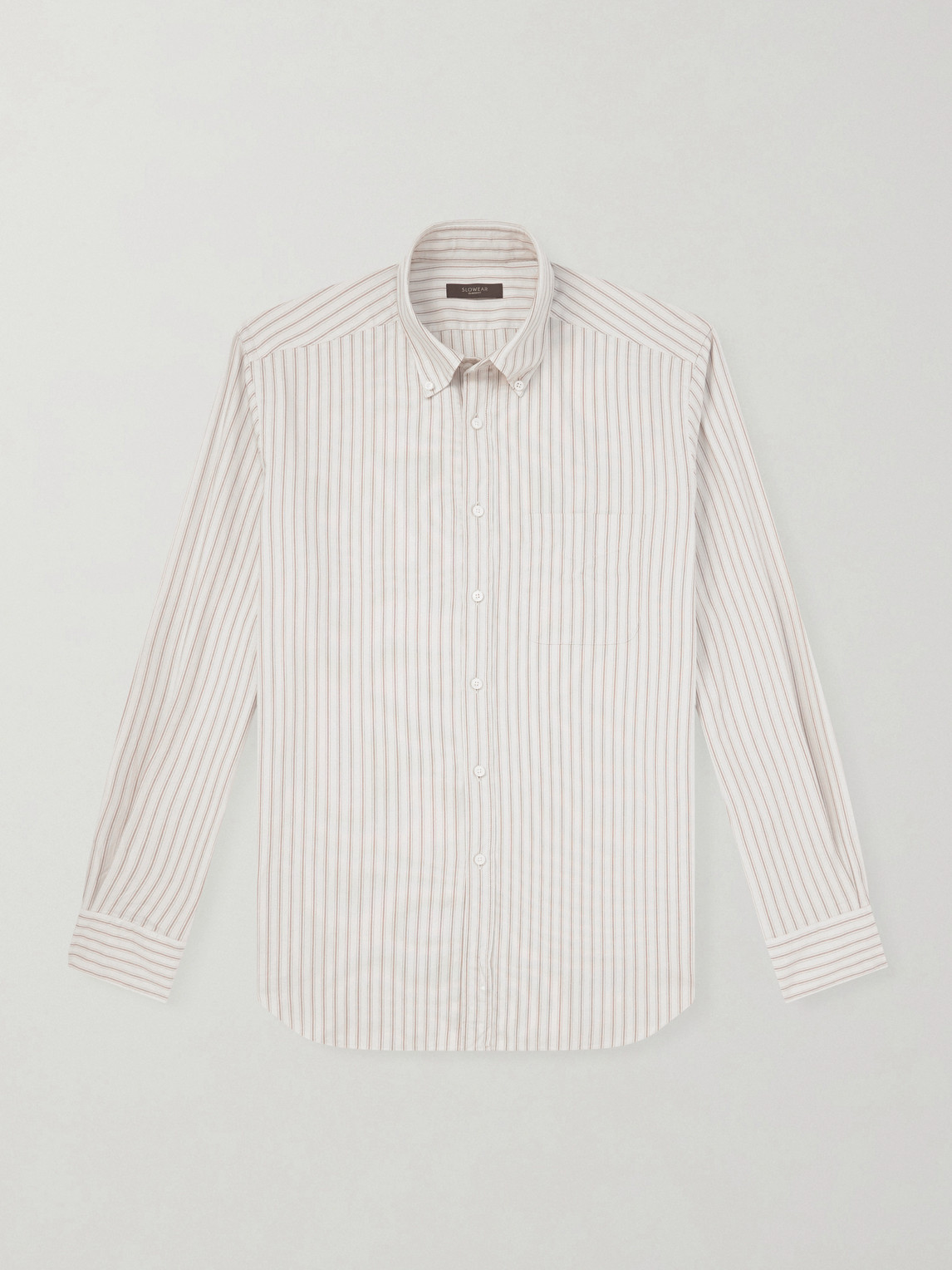 Slowear Glanshirt Button-down Collar Striped Organic Cotton Oxford Shirt In Neutral