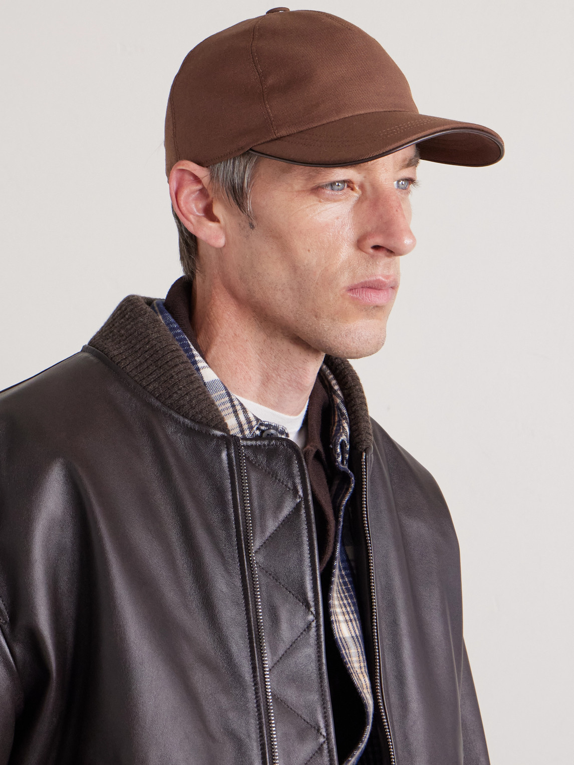 Canali Wool And Linen-blend Twill Baseball Cap In Brown