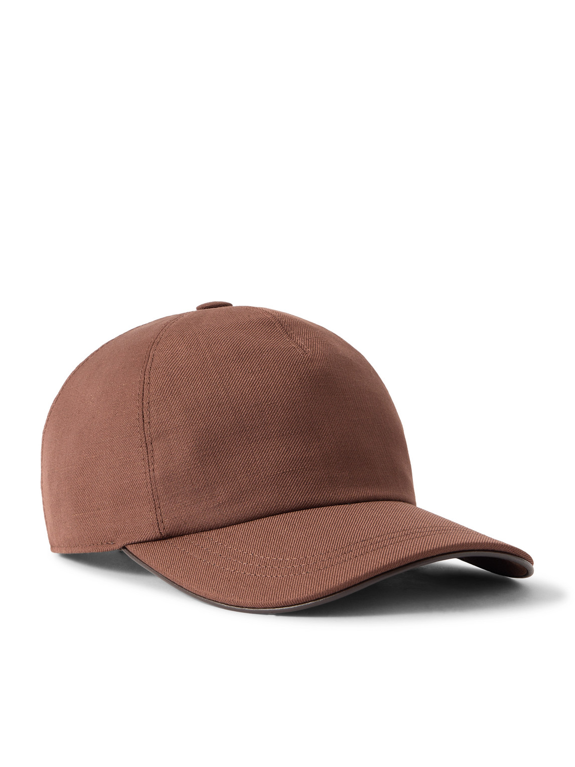 Canali Wool And Linen-blend Twill Baseball Cap In Brown