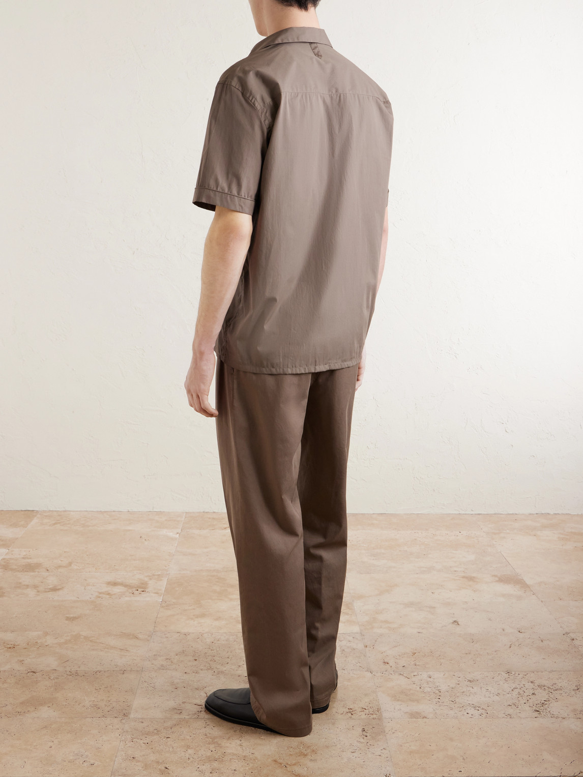 Camp-Collar Cotton Shirt