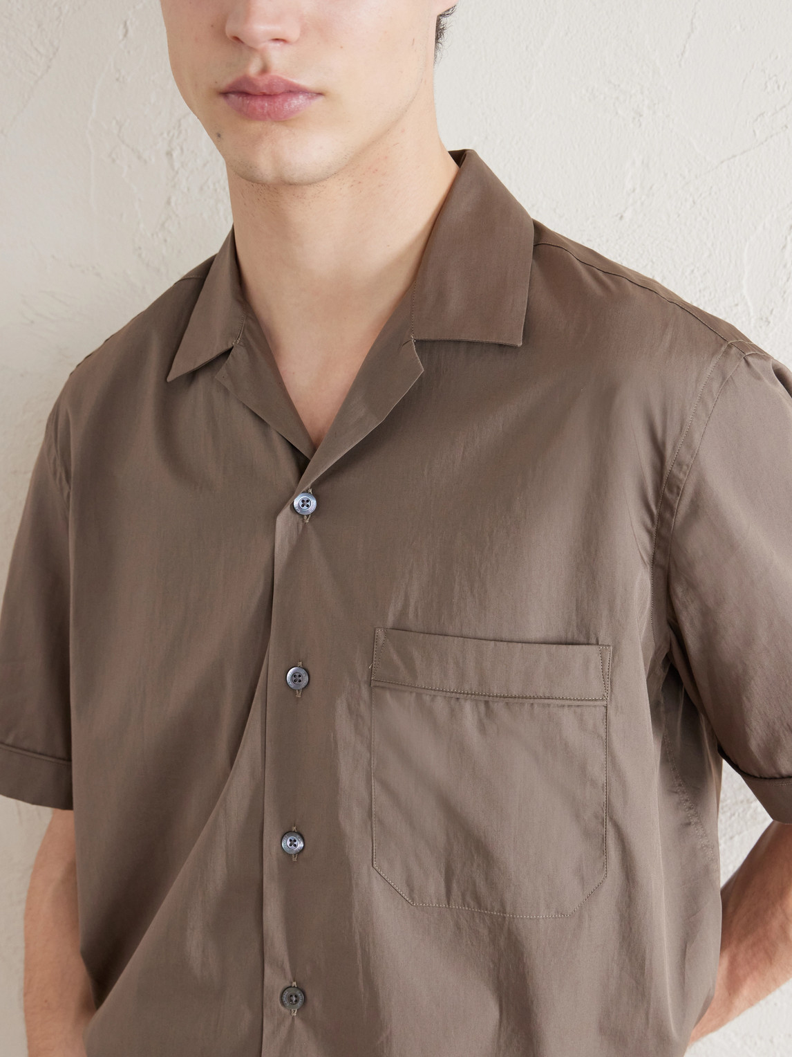 Camp-Collar Cotton Shirt