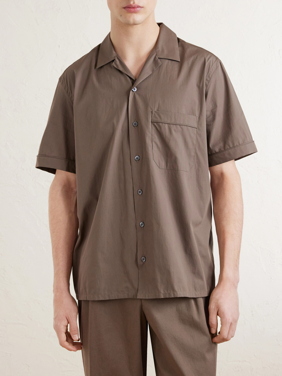Camp-Collar Cotton Shirt