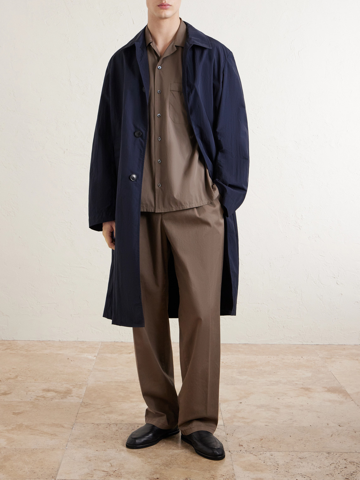 Camp-Collar Cotton Shirt