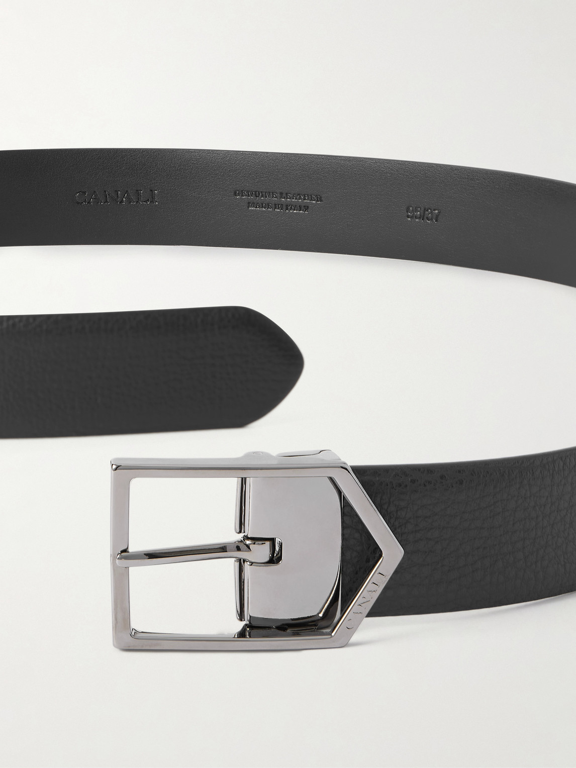 Canali 3.5cm Leather Belt In Gray