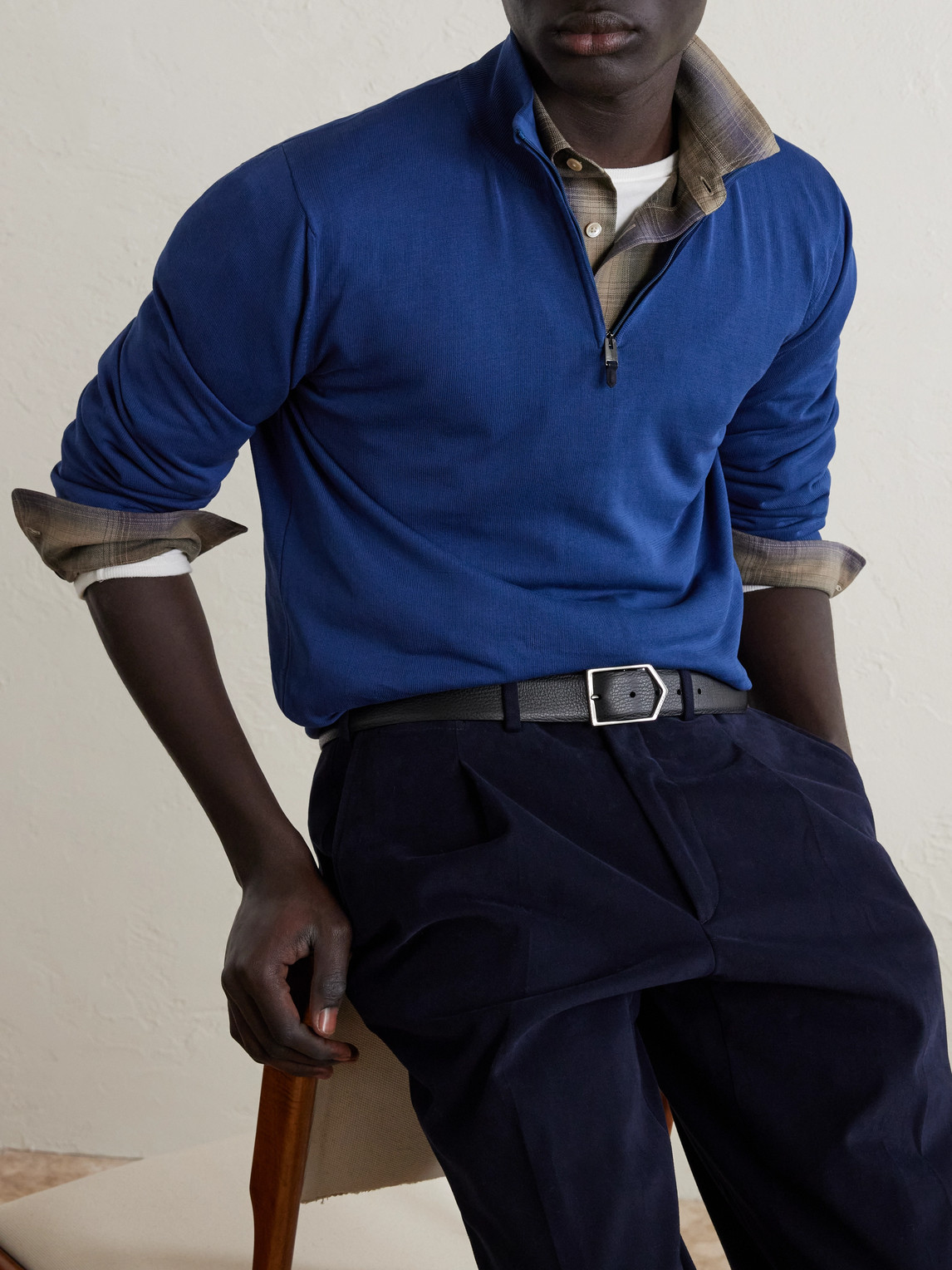 Canali 3.5cm Leather Belt In Gray