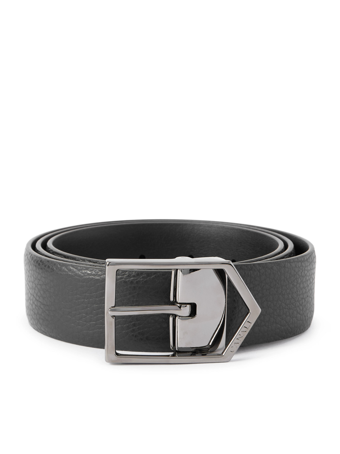 Canali 3.5cm Leather Belt In Gray