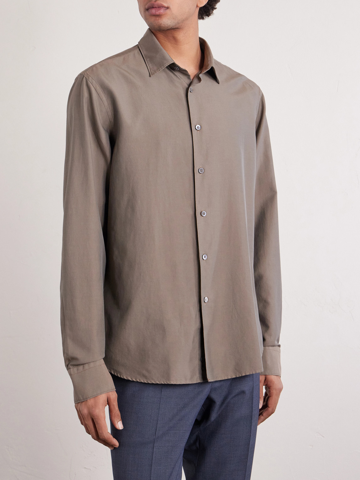 Garment-Dyed Cotton And Silk-Blend Shirt