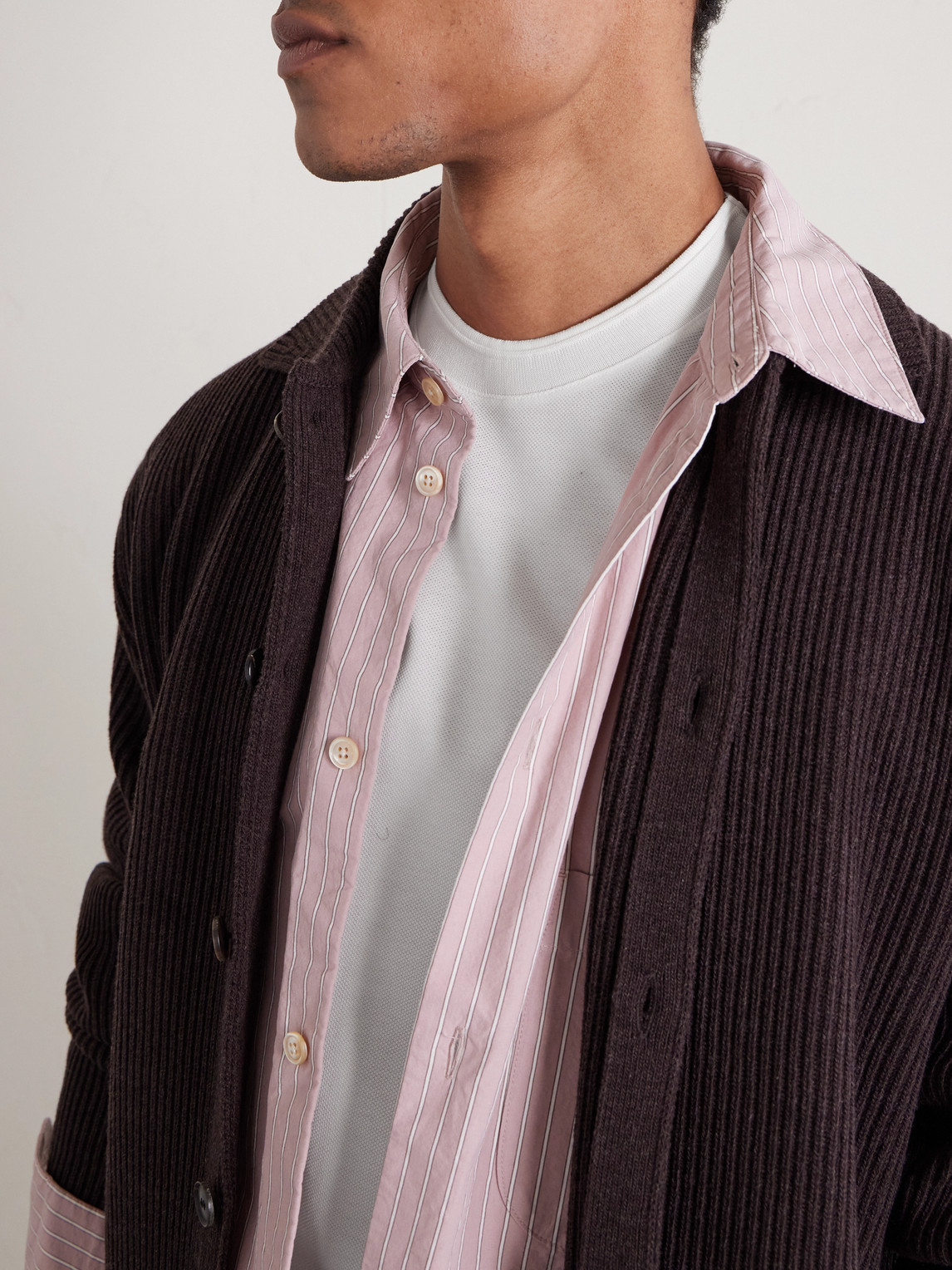 Canali White Microstructured Cotton T-shirt With Closed Hem