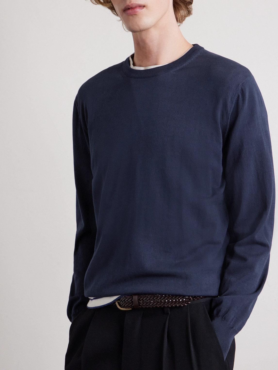  Canali - Cotton Sweater - Men - Blue - It 46 
