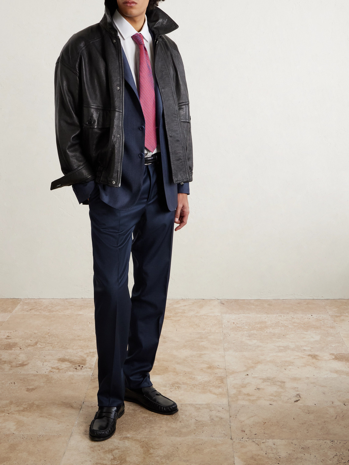 Canali Slim-fit Tapered Puppytooth Wool Suit Trousers In Blue