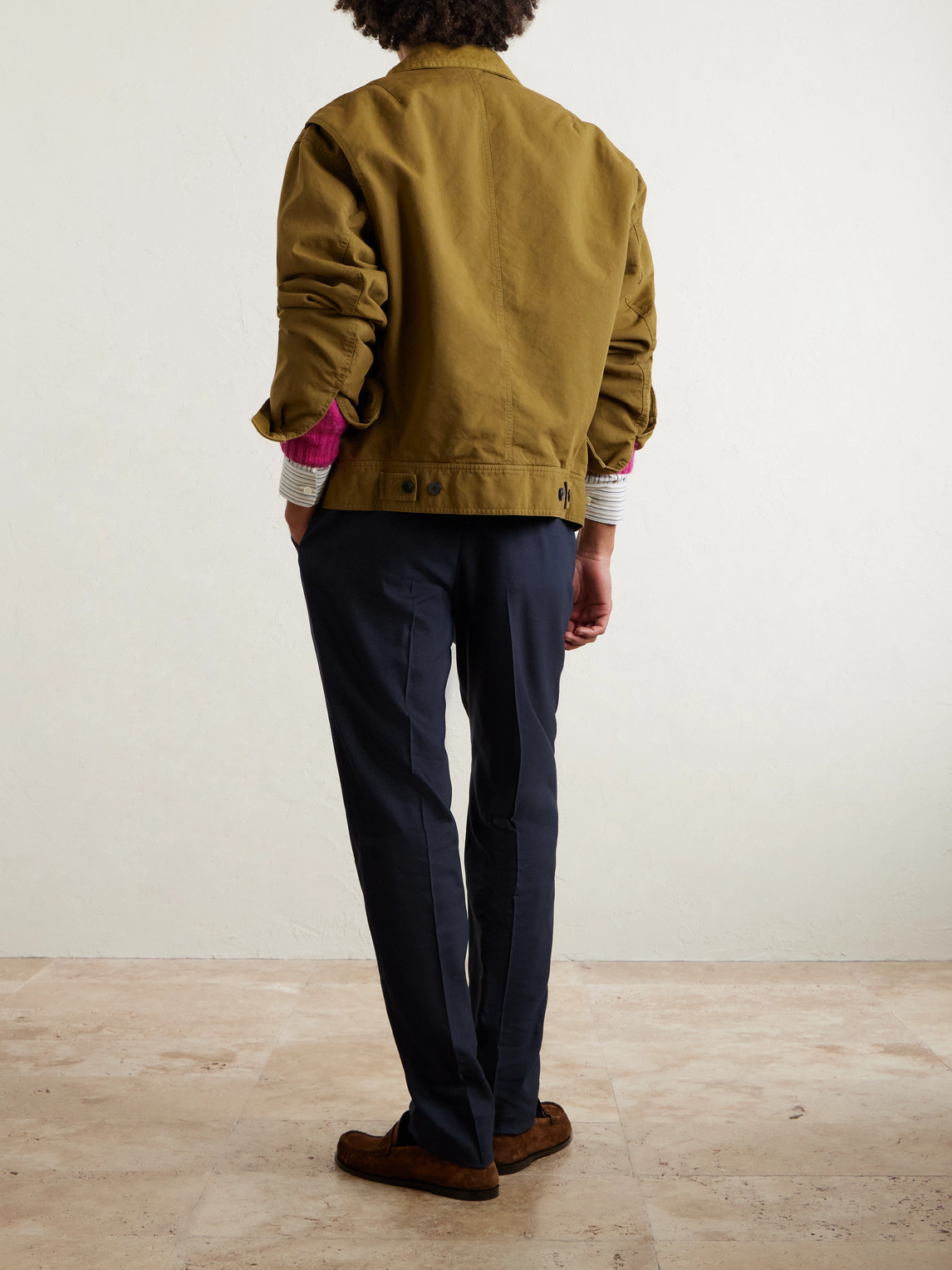 Canali Tapered Linen And Wool-blend Twill Suit Trousers In Blue