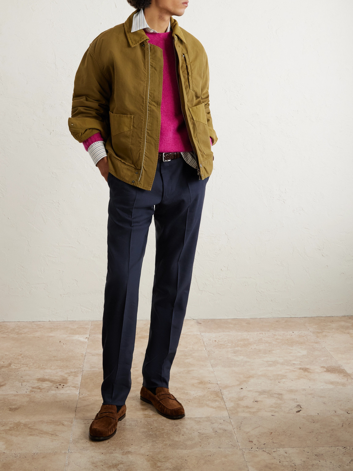 Canali Tapered Linen And Wool-blend Twill Suit Trousers In Blue