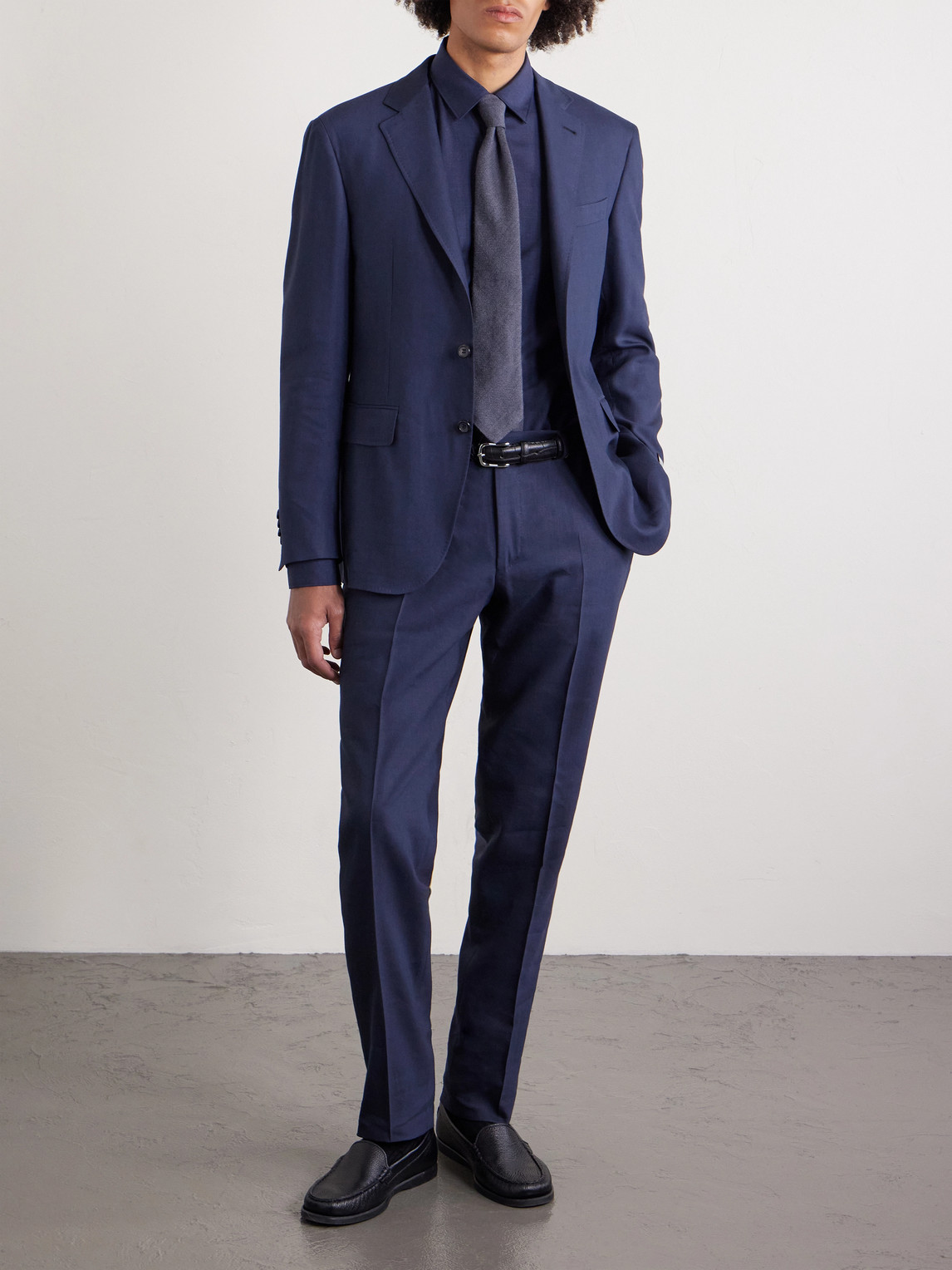 Tapered Linen And Wool-Blend Twill Suit Trousers