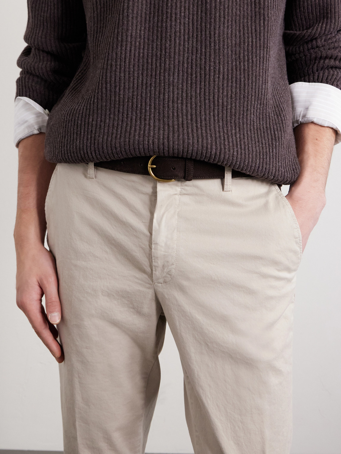 Tapered Cotton-Blend Twill Chinos