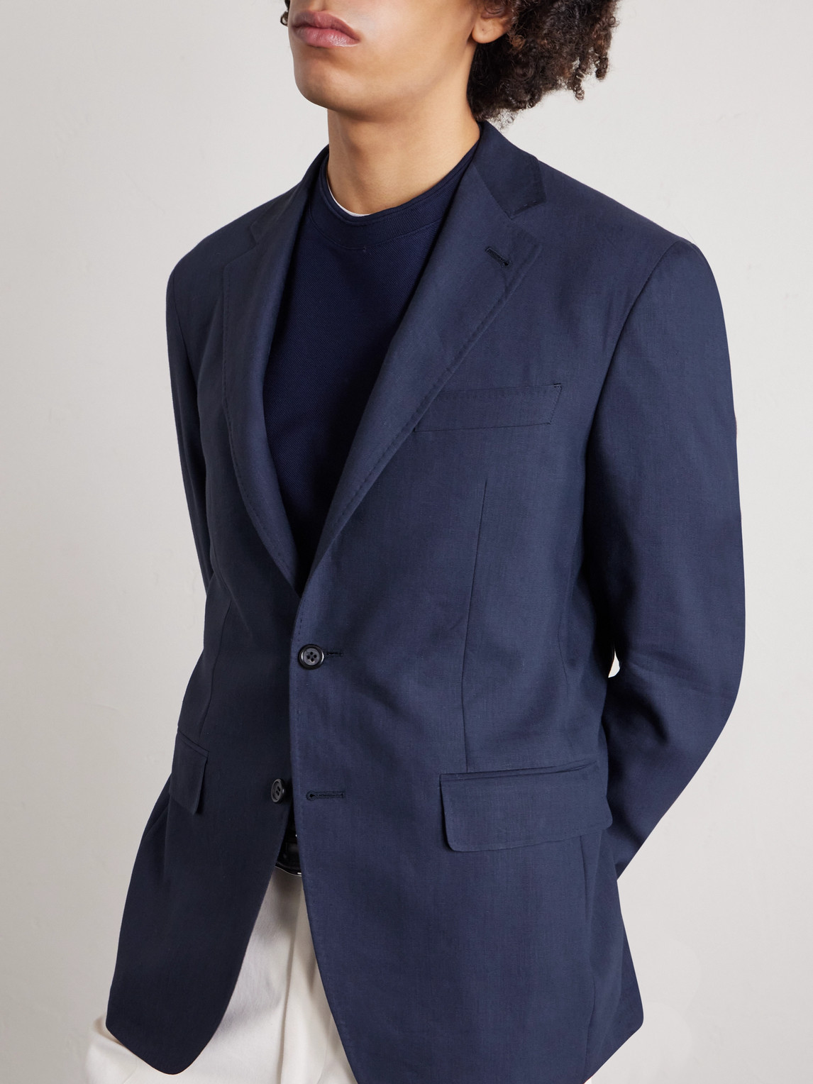  Canali - Kei Unstructured Linen And Wool-blend Suit Jacket - Men - Blue - It 46 