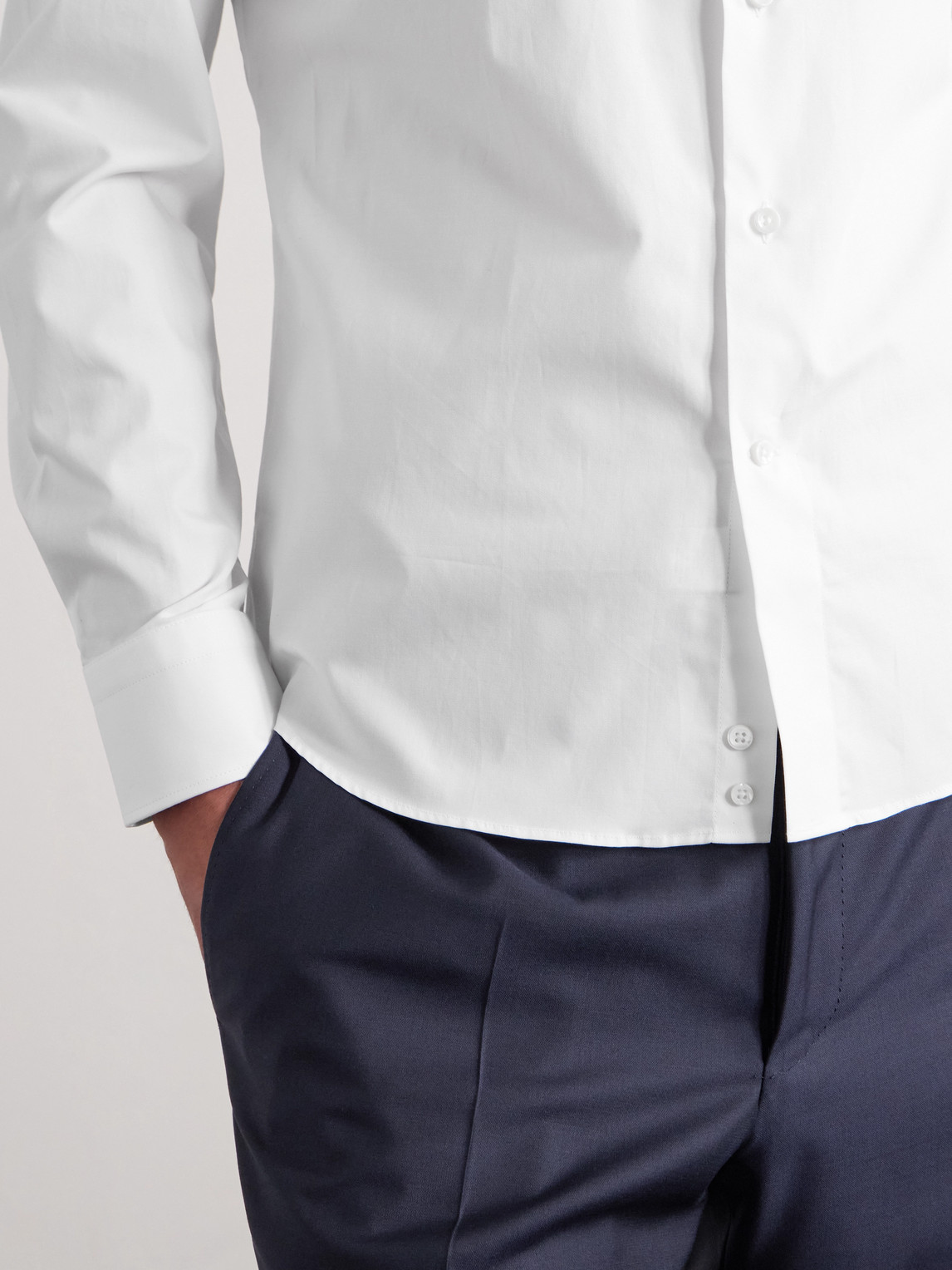 Canali Impeccabile Cutaway-collar Cotton-poplin Shirt In White