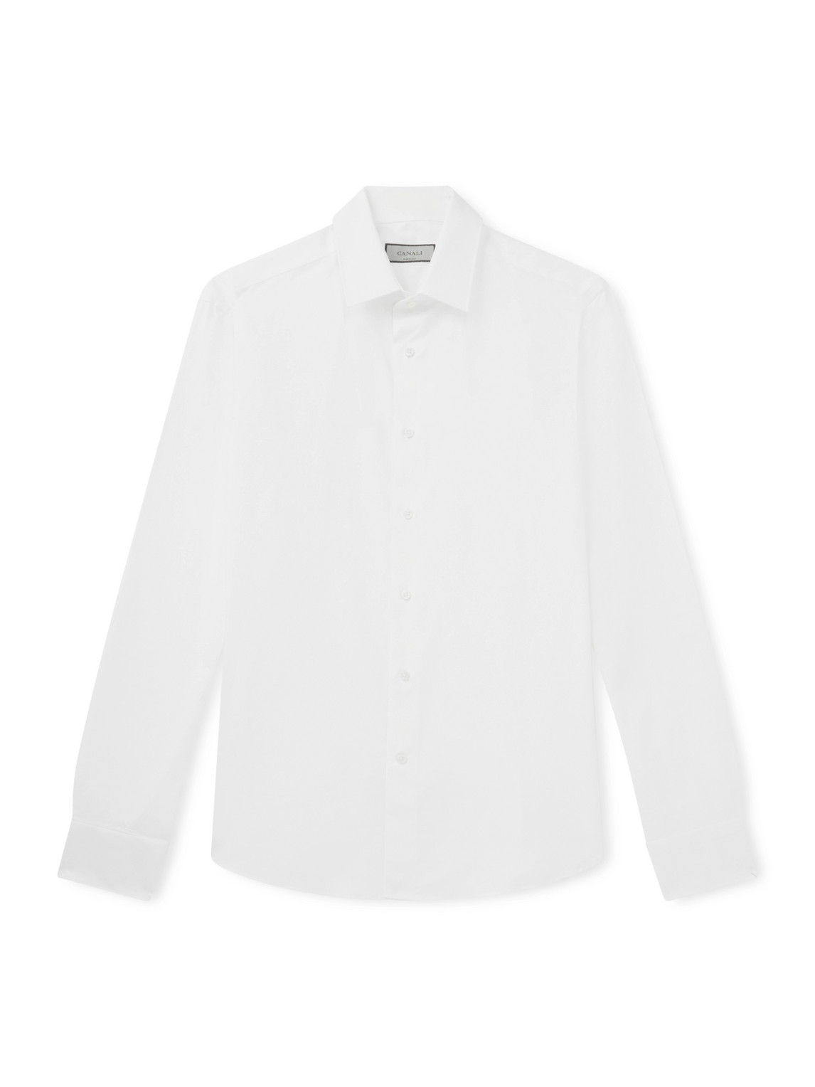 Canali Impeccabile Cutaway-collar Cotton-poplin Shirt In White