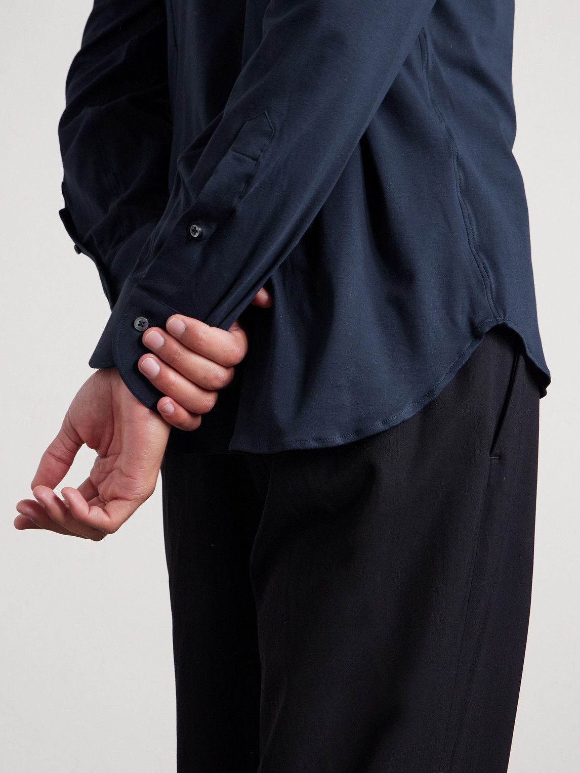 Travel Slim-Fit Cutaway-Collar Stretch-Cotton Jersey Shirt
