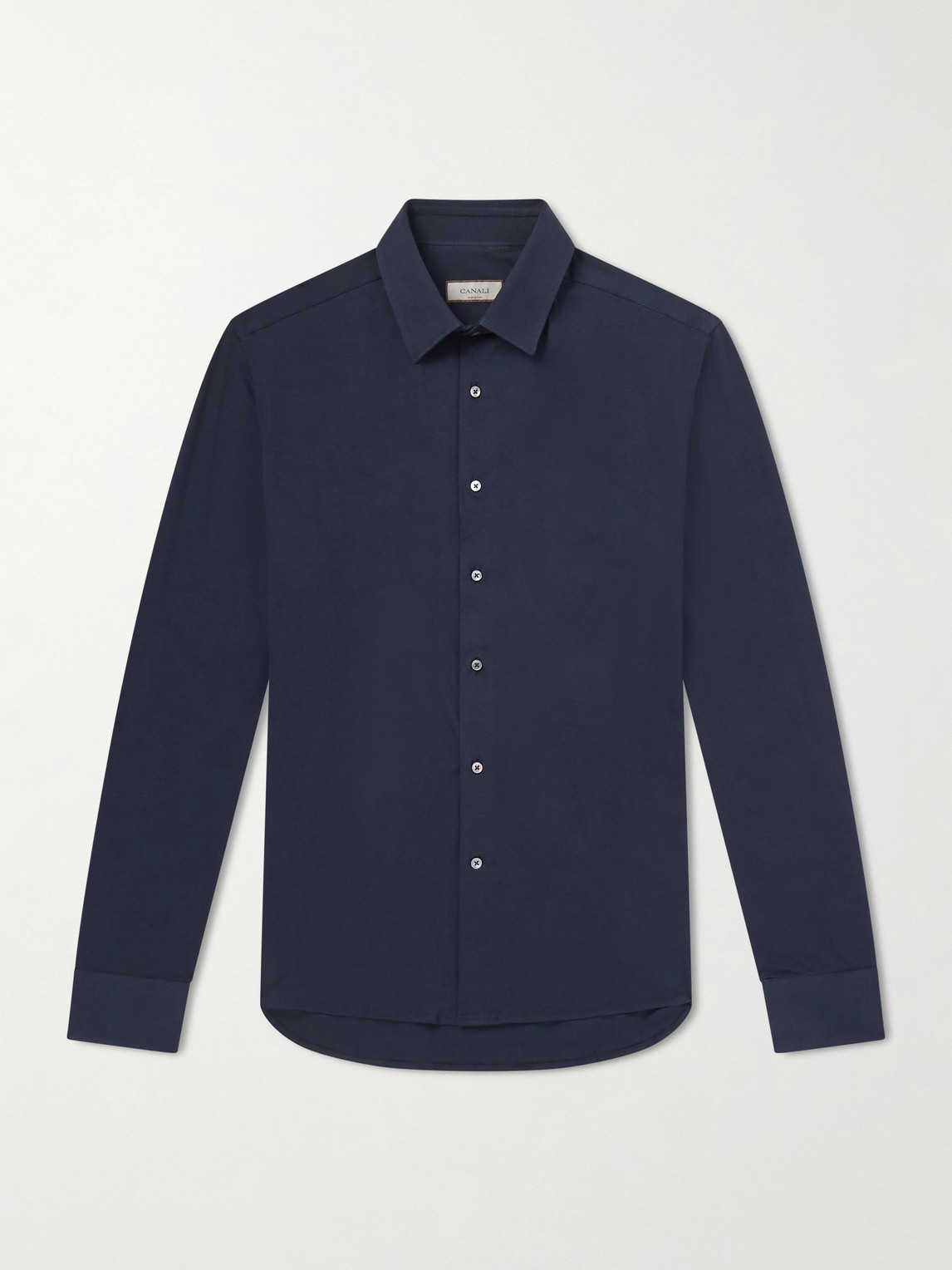 Canali Travel Slim-Fit Cutaway-Collar Stretch-Cotton Jersey Shirt - Men
