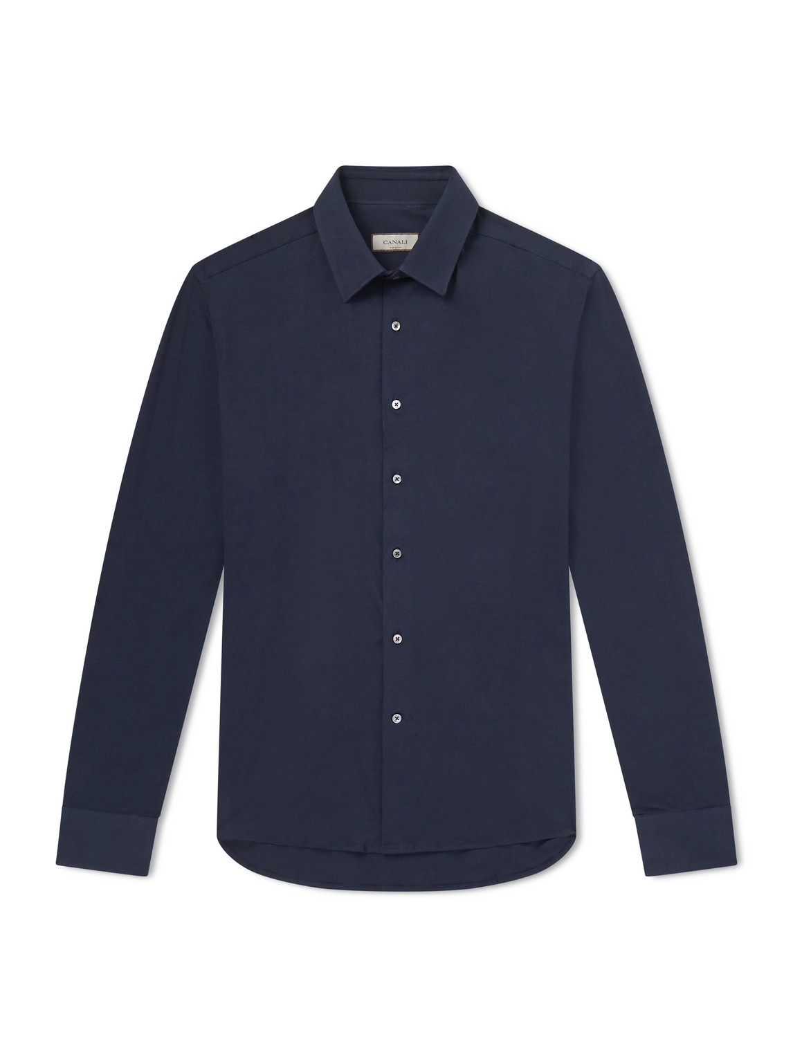 Canali Travel Slim-fit Cutaway-collar Stretch-cotton Jersey Shirt In Blue |  ModeSens