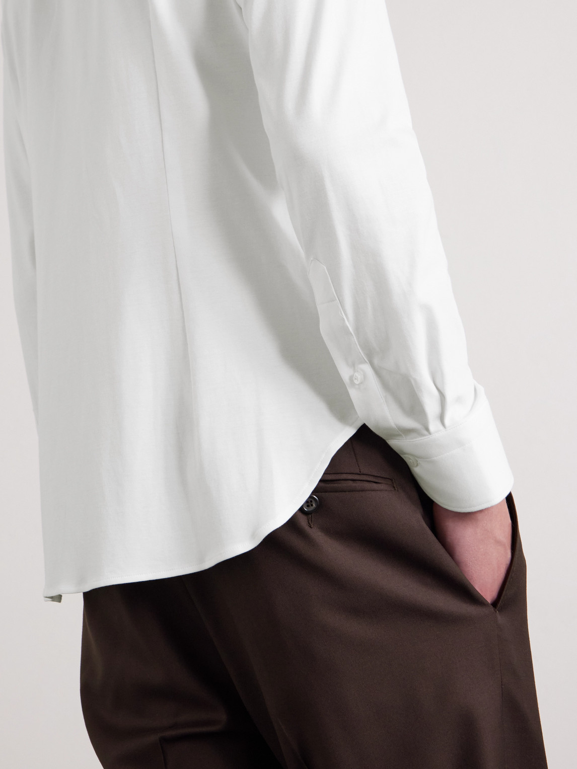 Travel Slim-Fit Cutaway-Collar Stretch-Cotton Jersey Shirt
