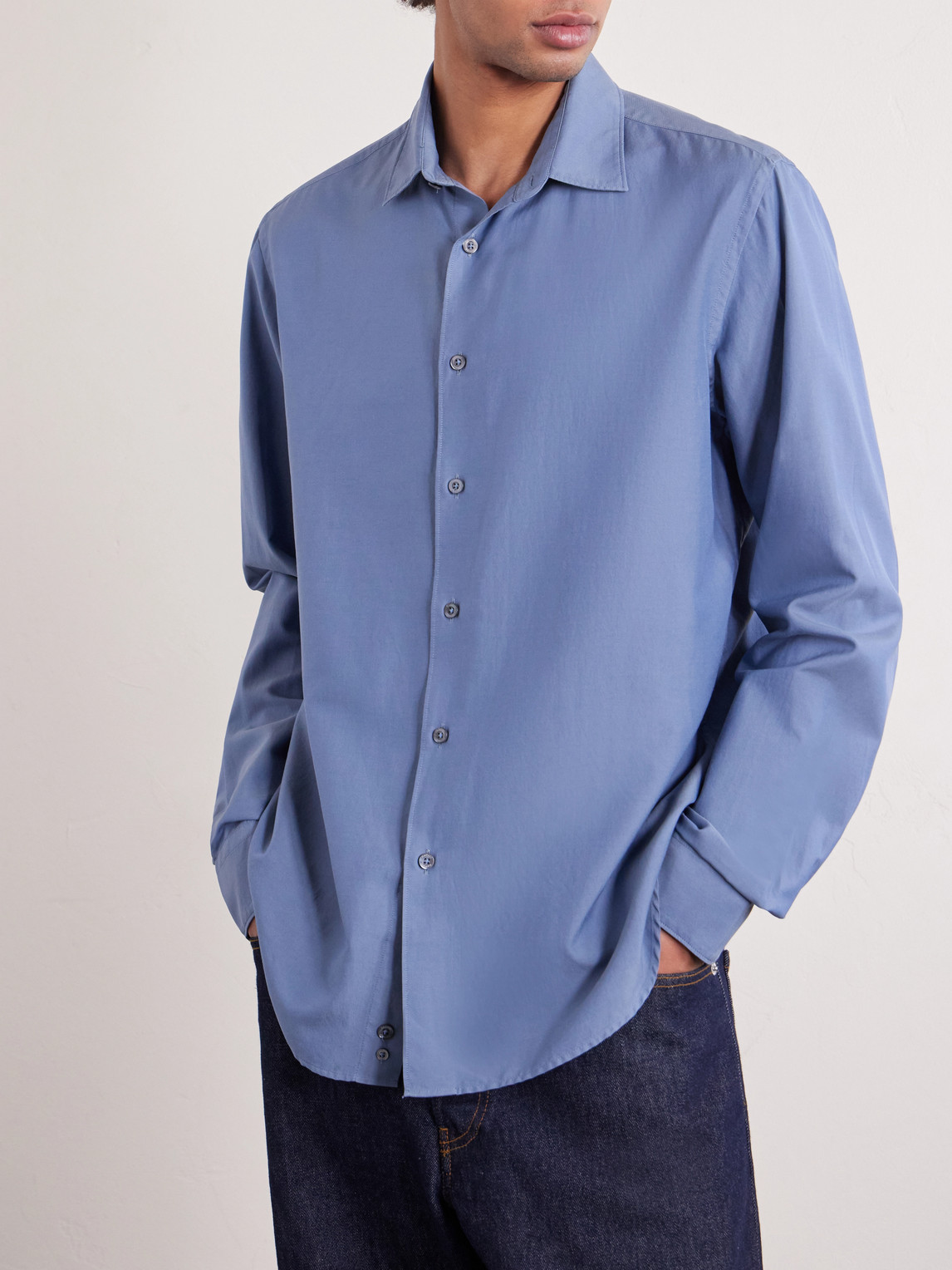 Garment-Dyed Cotton And Silk-Blend Shirt