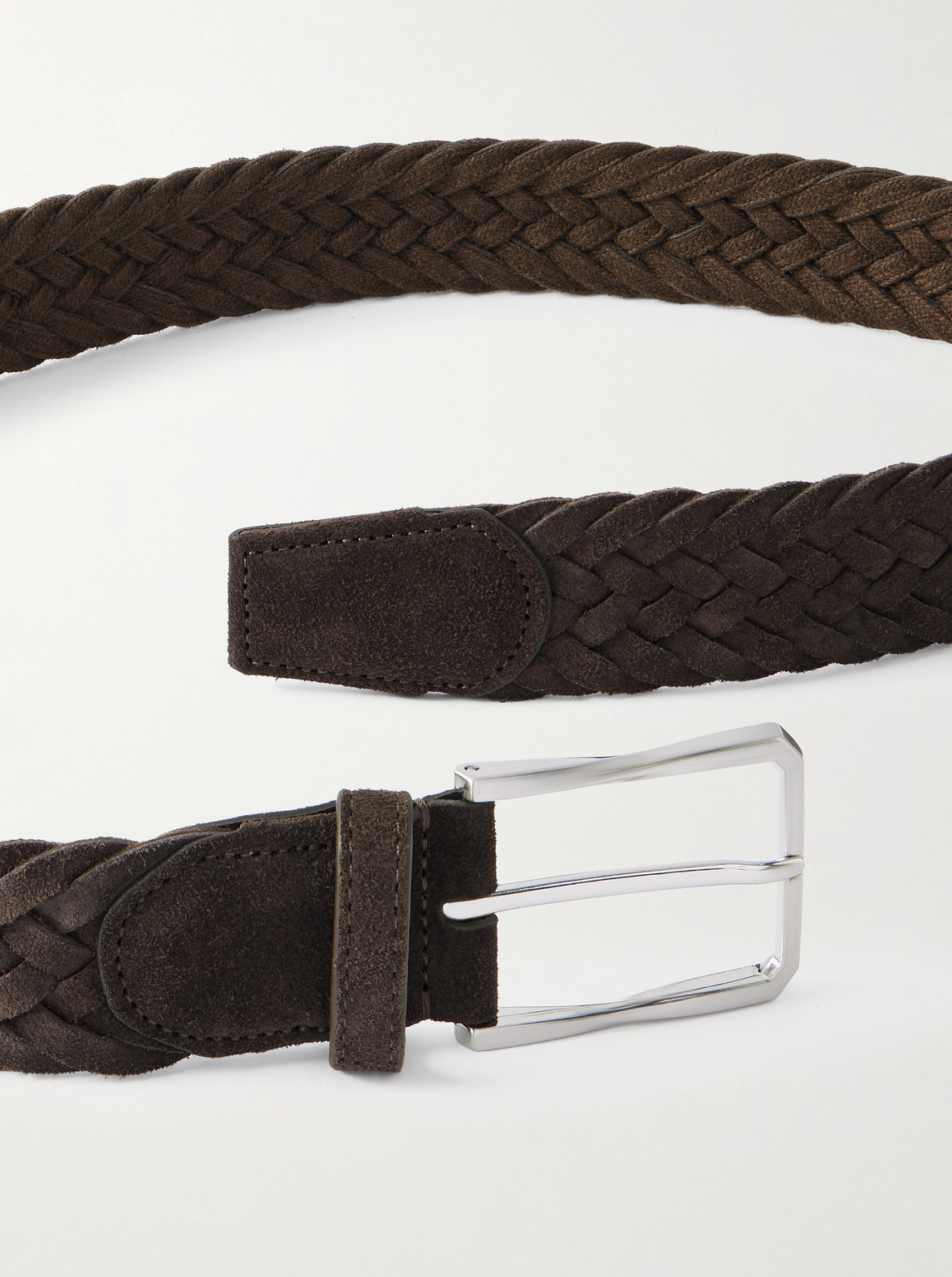 Canali 4cm Woven Suede Belt In Brown