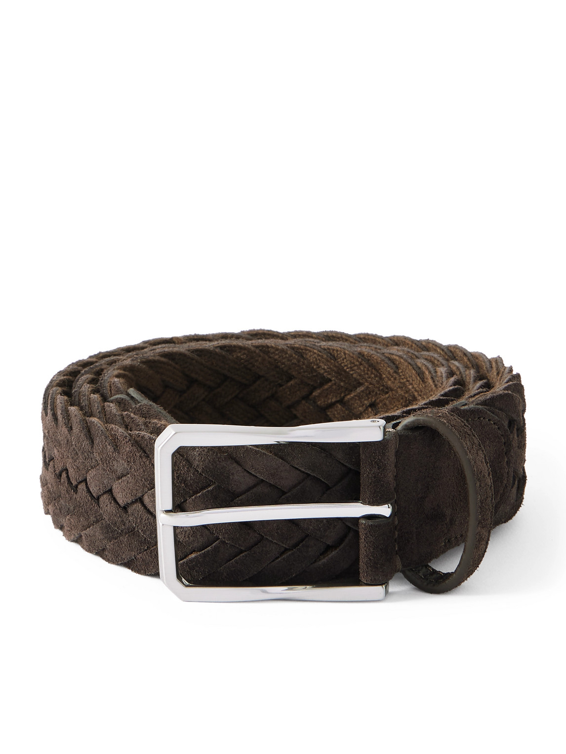 Canali 4cm Woven Suede Belt In Brown