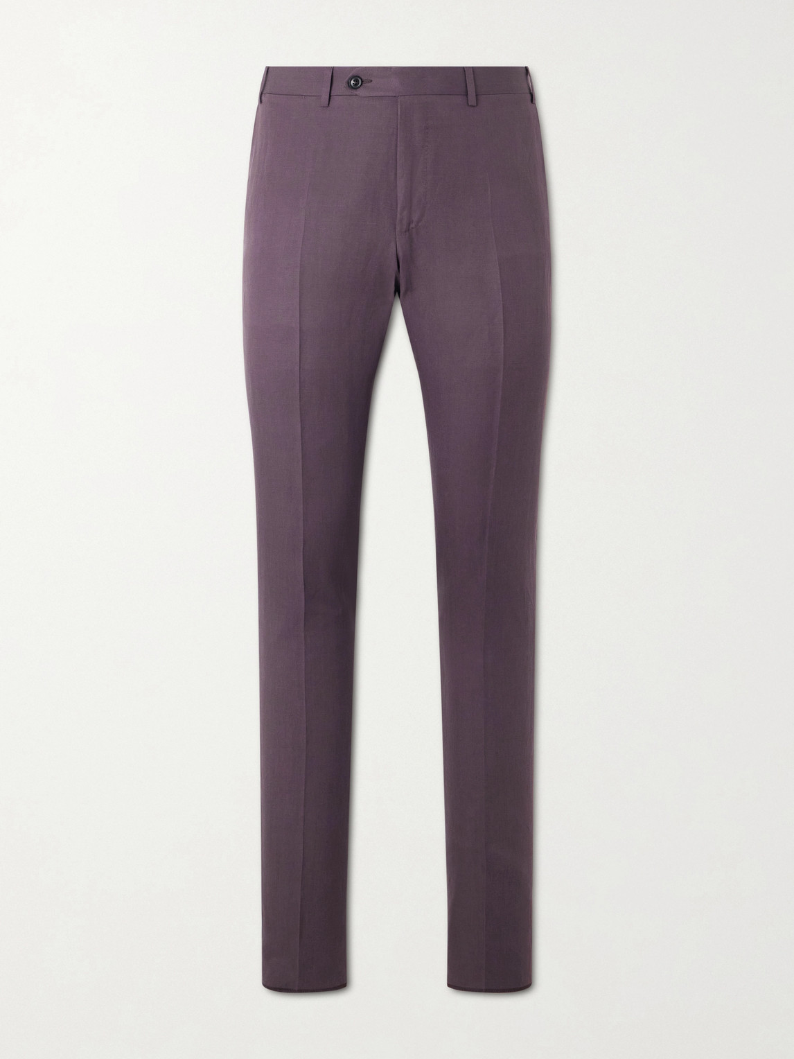 Canali Straight-leg Linen And Silk-blend Suit Trousers In Purple