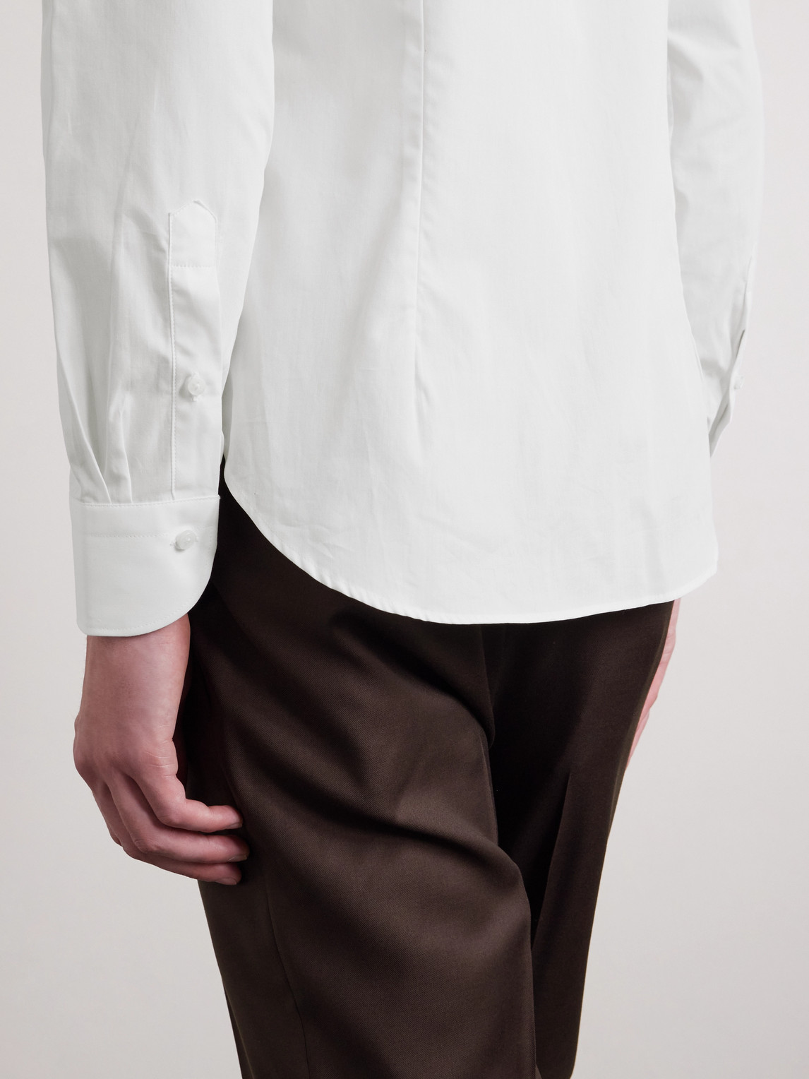 Canali Impeccabile Cutaway-collar Cotton-poplin Shirt In White