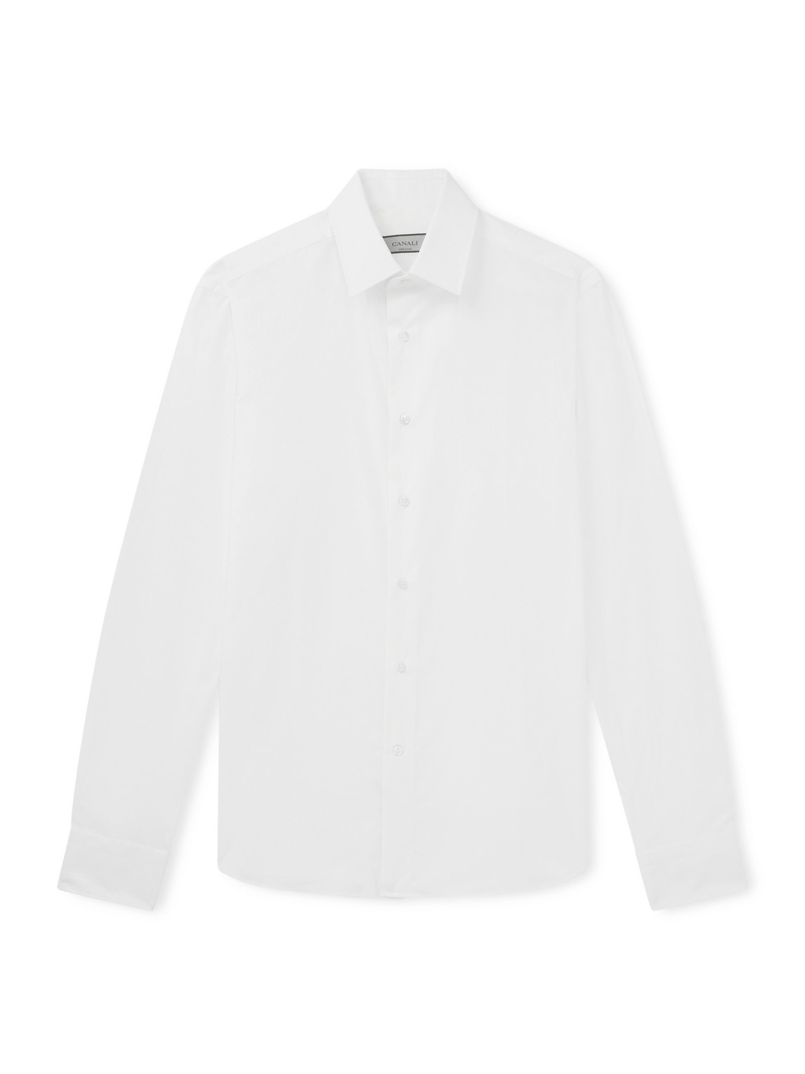 Canali Impeccabile Cutaway-collar Cotton-poplin Shirt In White
