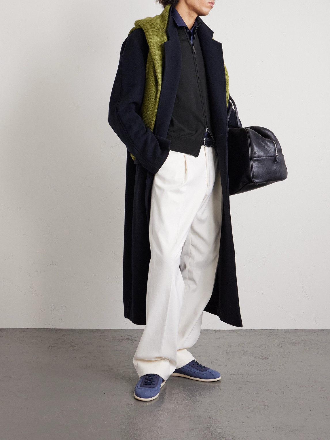 Canali Slim-fit Cotton Zip-up Sweater In Black