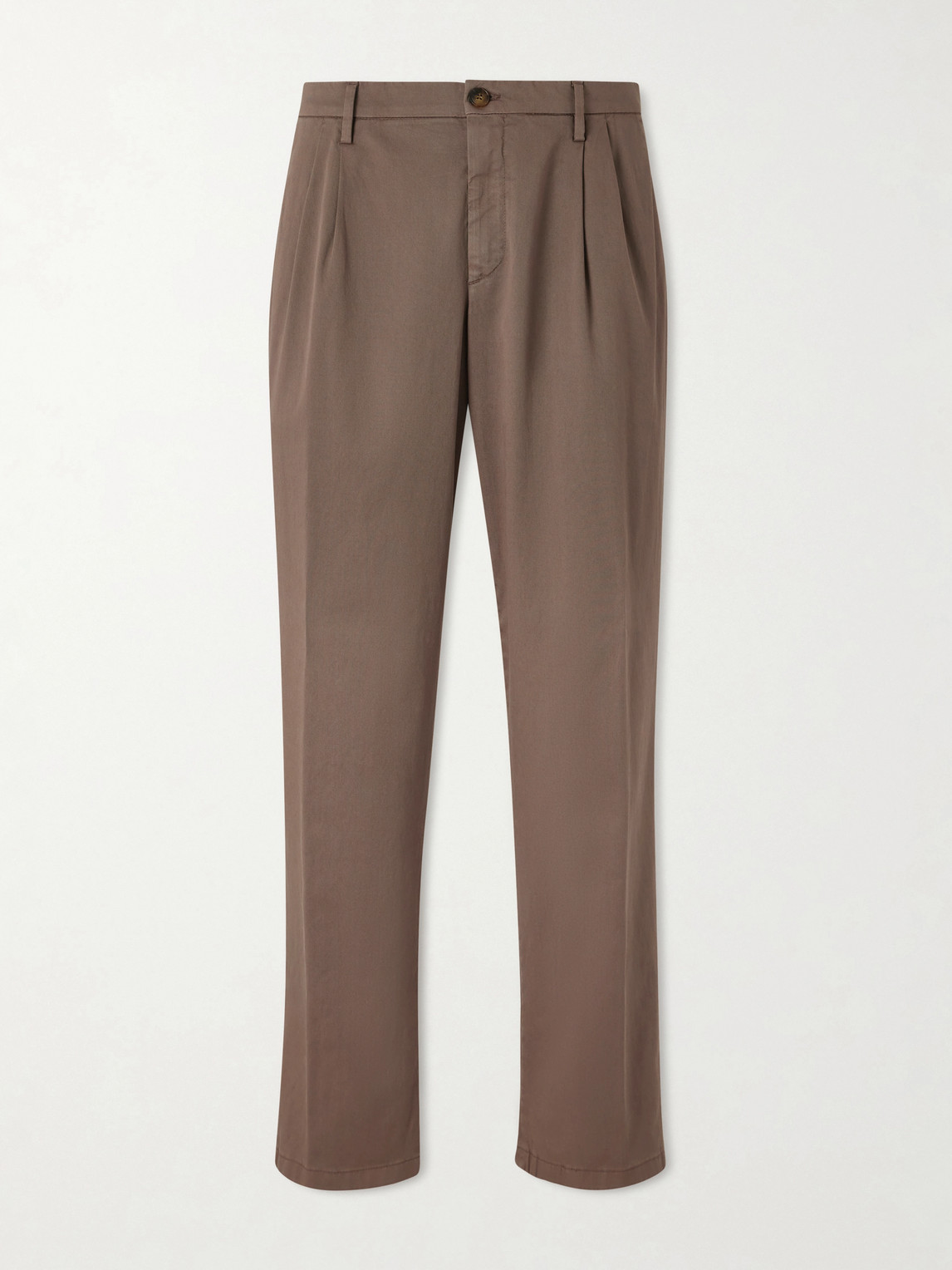 Canali Straight-Leg Pleated Cotton-Blend Gabardine Trousers IT 46