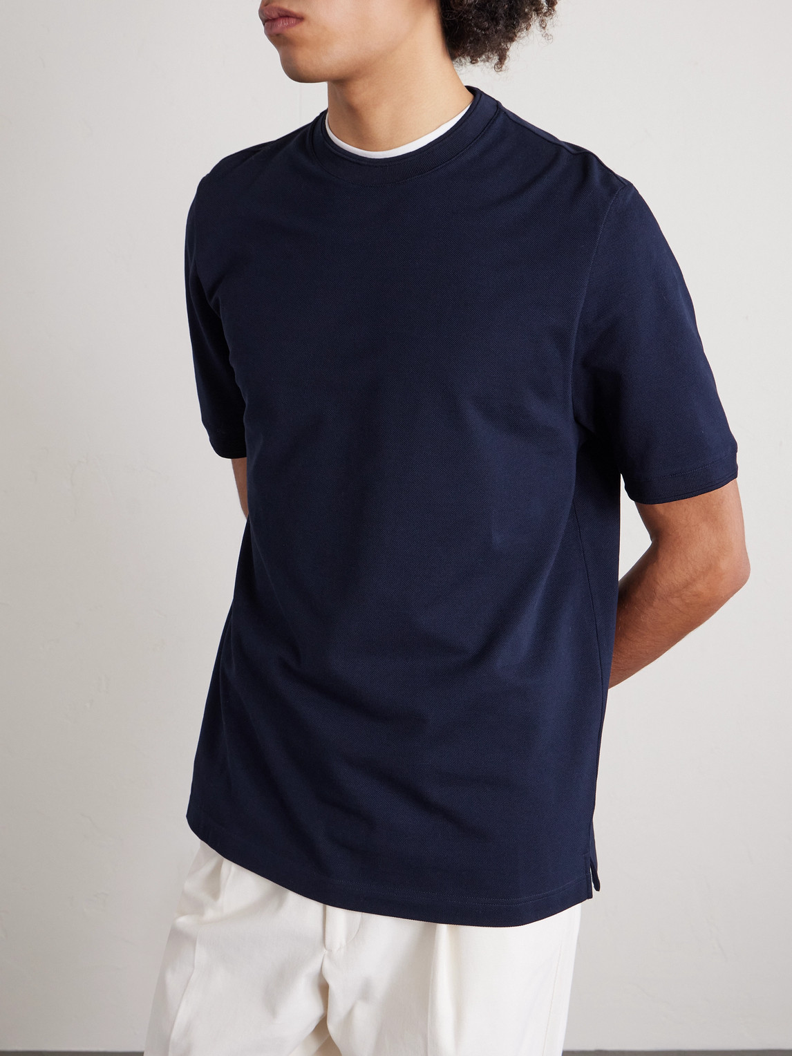 Canali Short-sleeved Crewneck T-shirt In Blue