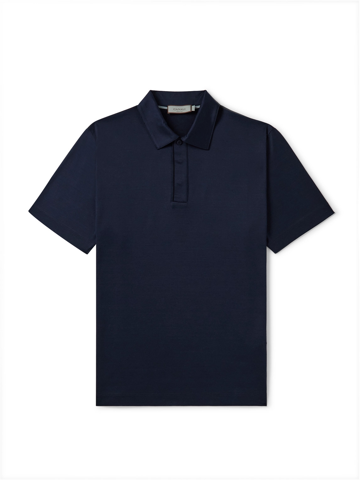 Canali Cotton-jersey Polo Shirt In Blue
