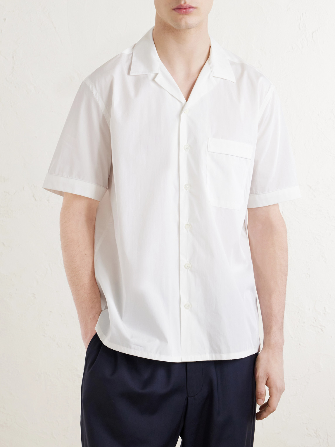 Camp-Collar Cotton Shirt