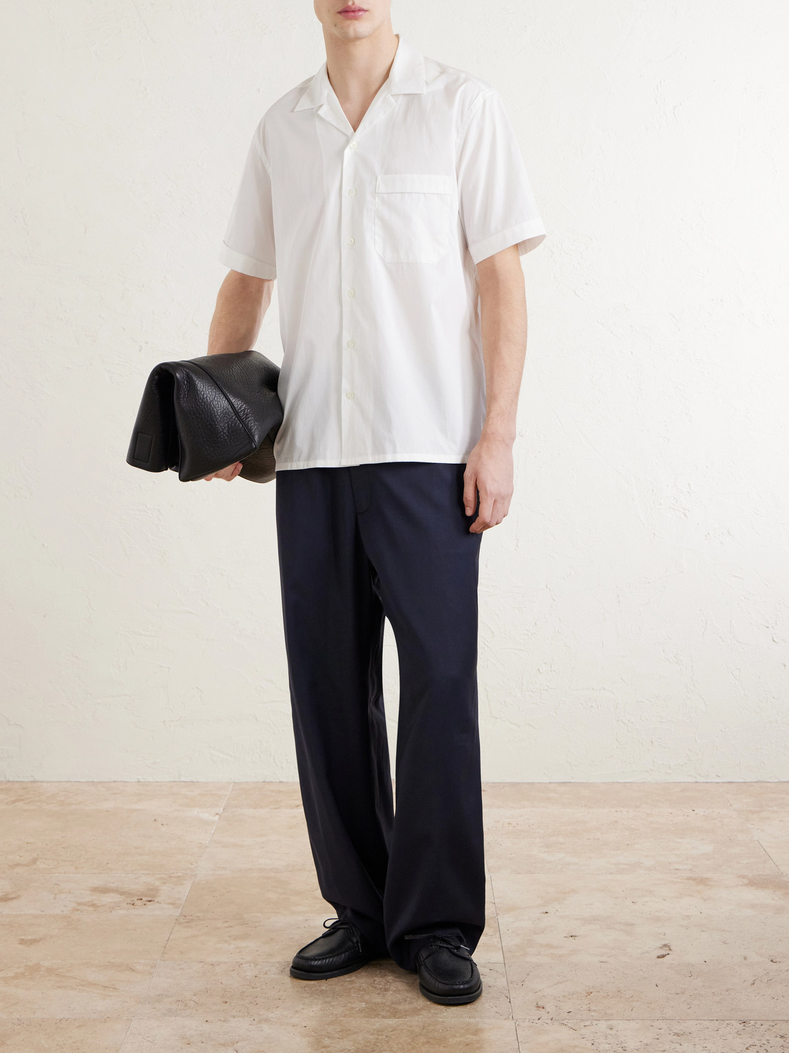 Camp-Collar Cotton Shirt