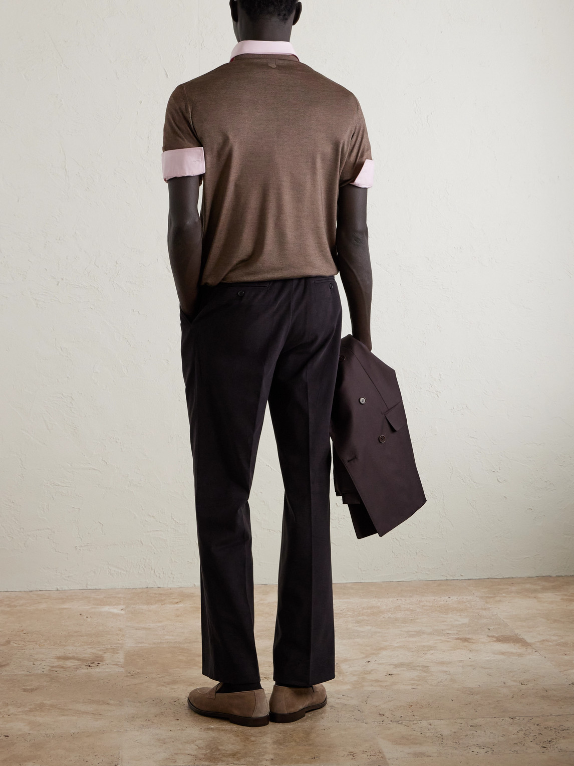 Canali Wool And Silk-blend T-shirt In Brown