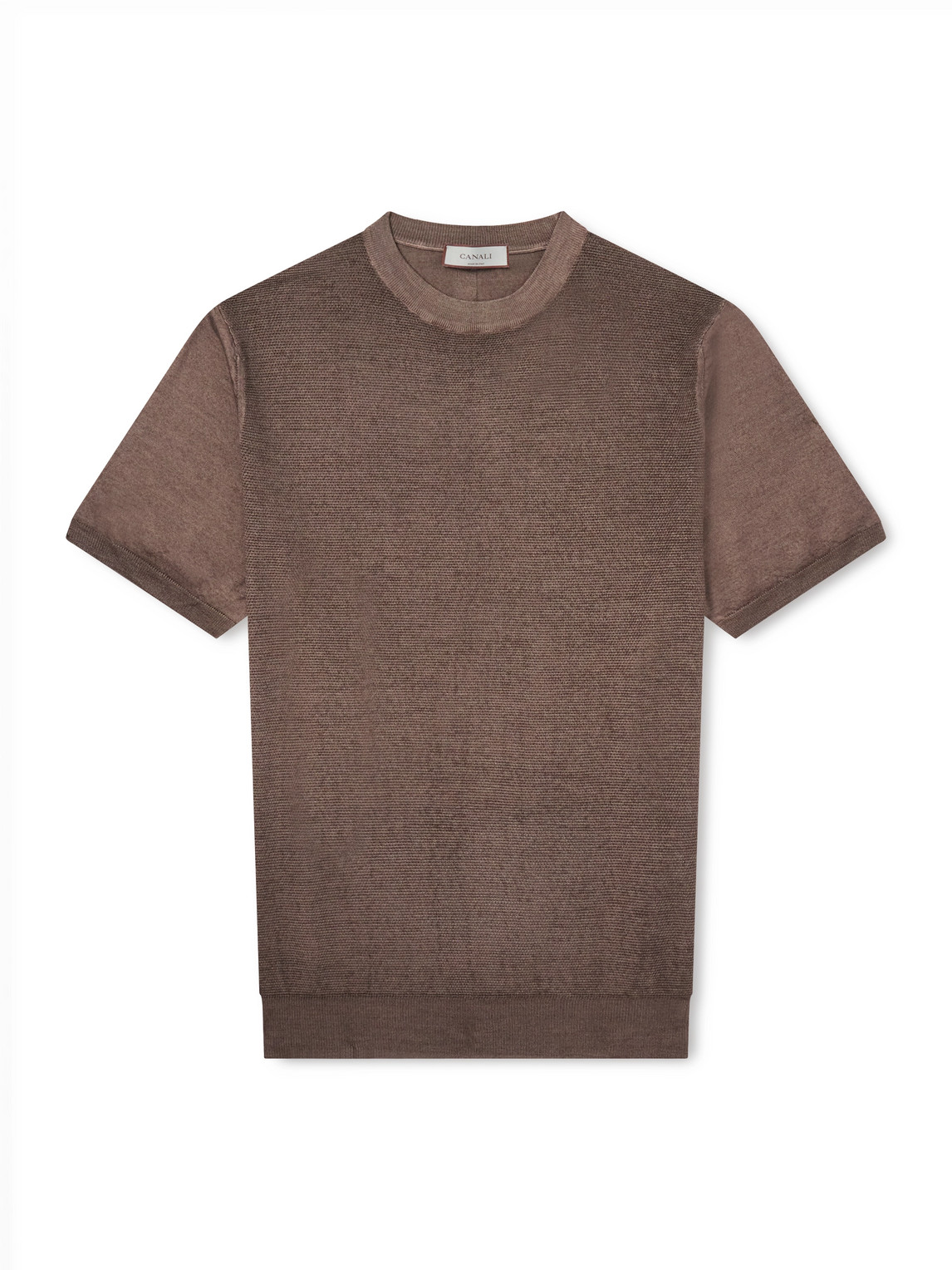 Canali Wool And Silk-blend T-shirt In Brown